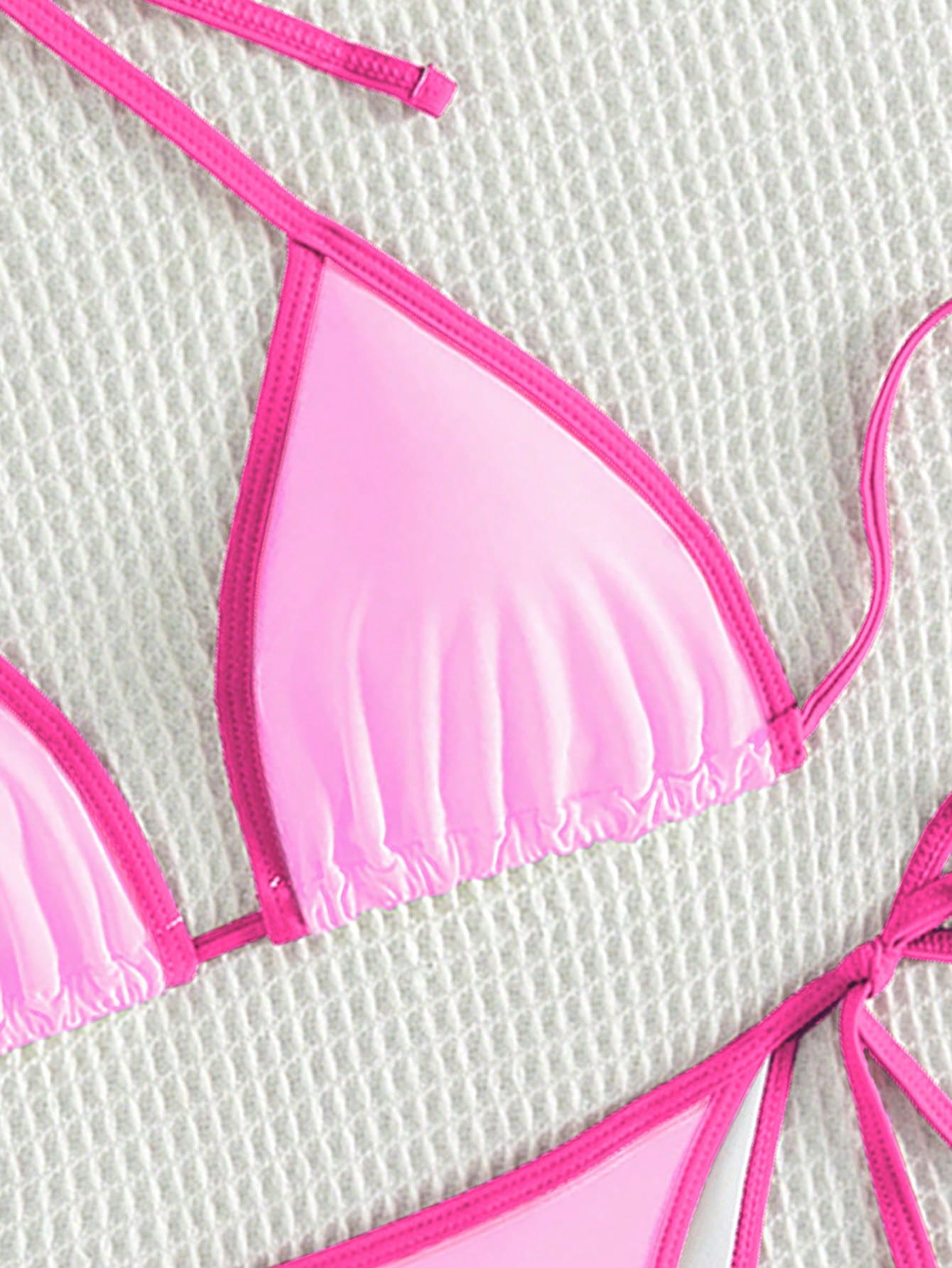 Swim Vcay Ladies Sexy Colorblock Halter Neck Tie Bikini Set For Vacation,Summer Beach