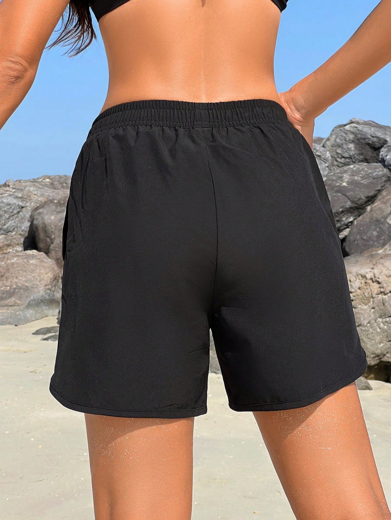 Swim Vcay Ladies' Solid Color Basic Beach Pants For Everyday Wear Summer