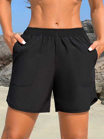 Swim Vcay Ladies' Solid Color Basic Beach Pants For Everyday Wear Summer