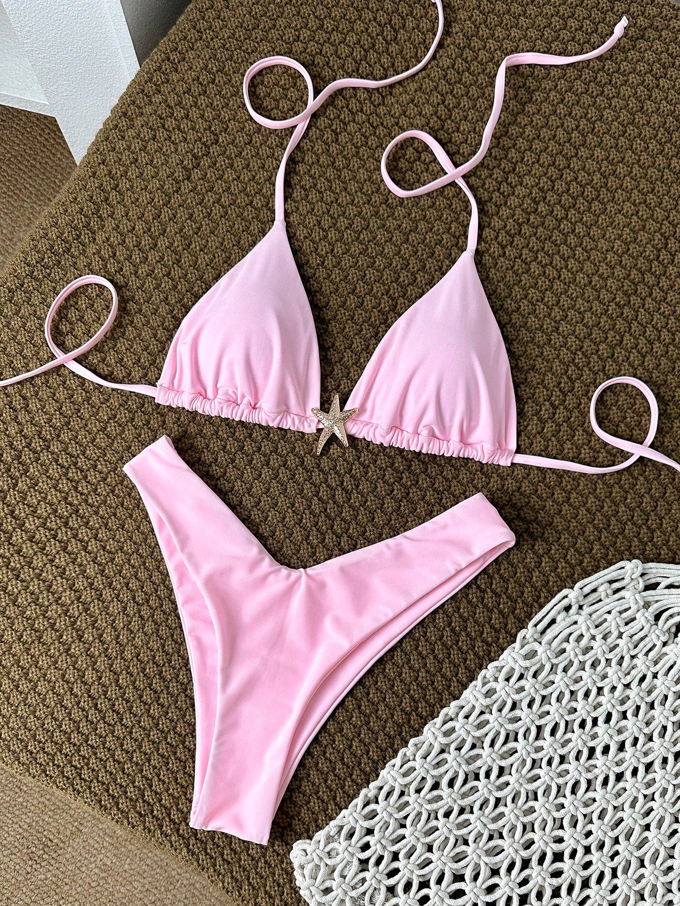 Swim Vcay Multicolor Tropical Halter Bikini Set With High Cut Bottom For Women