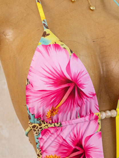 Swim Vcay Printed Random Deep V Ruched Sexy Beach Vacation One-Piece Bikini Swimsuit With Bodycon Skirt