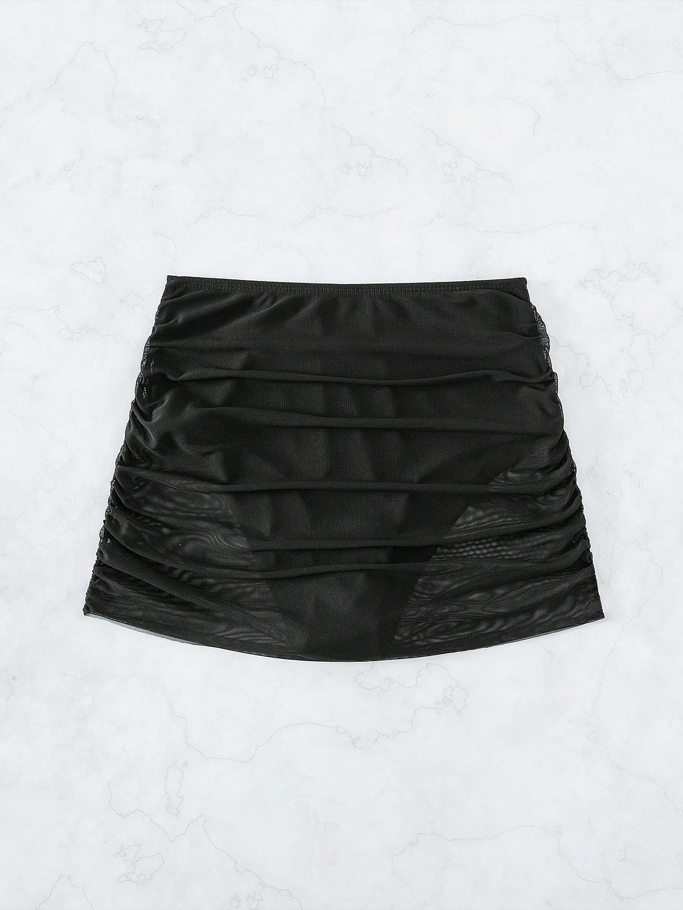 Swim Vcay Summer Beach Contrast Mesh Ruched Bikini Bottom