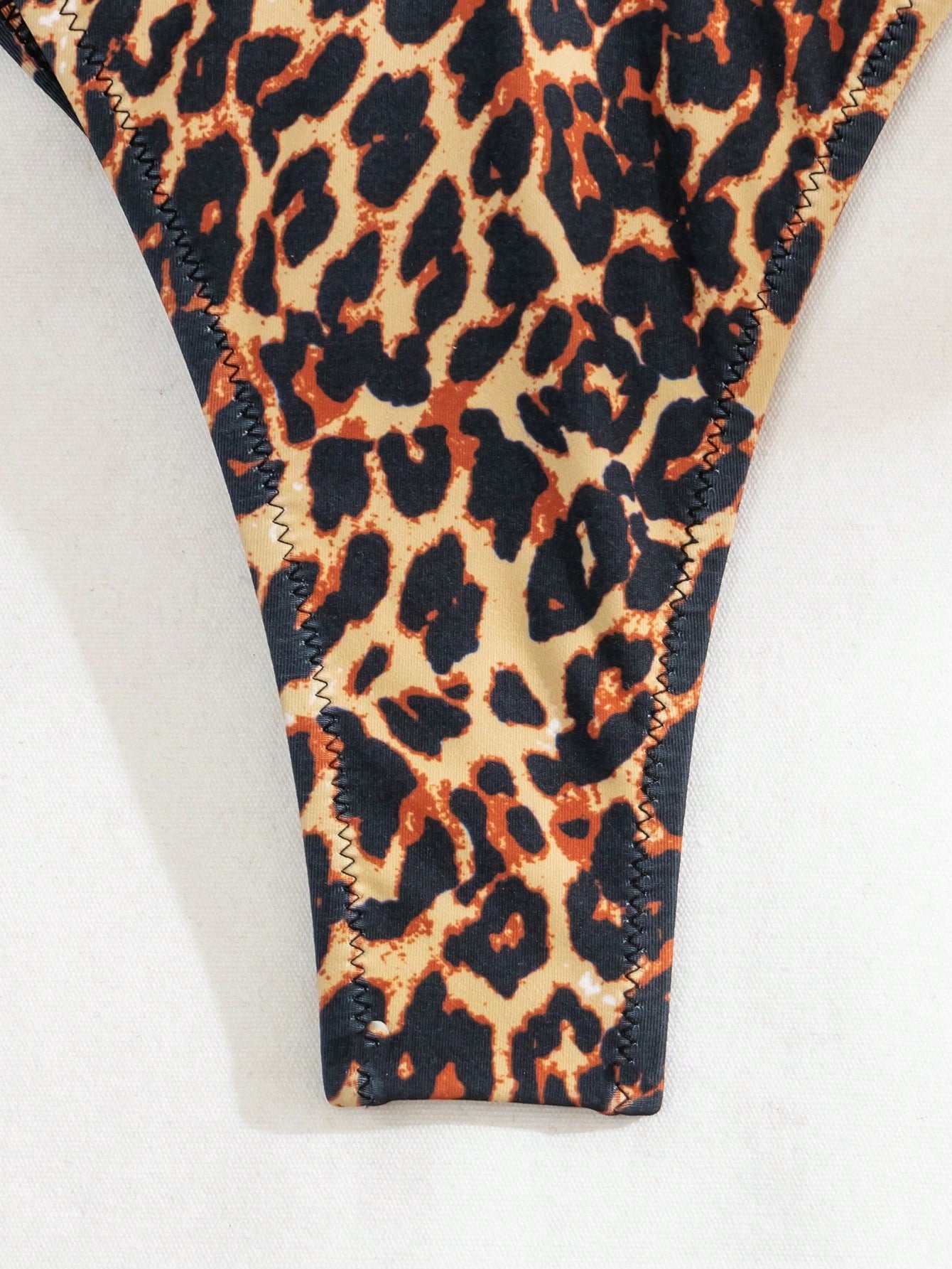 Swim Vcay Summer Beach Leopard Print Bikini Set Frill Trim Triangle Bra & Tie Side Bottom 2 Pieces Bikini