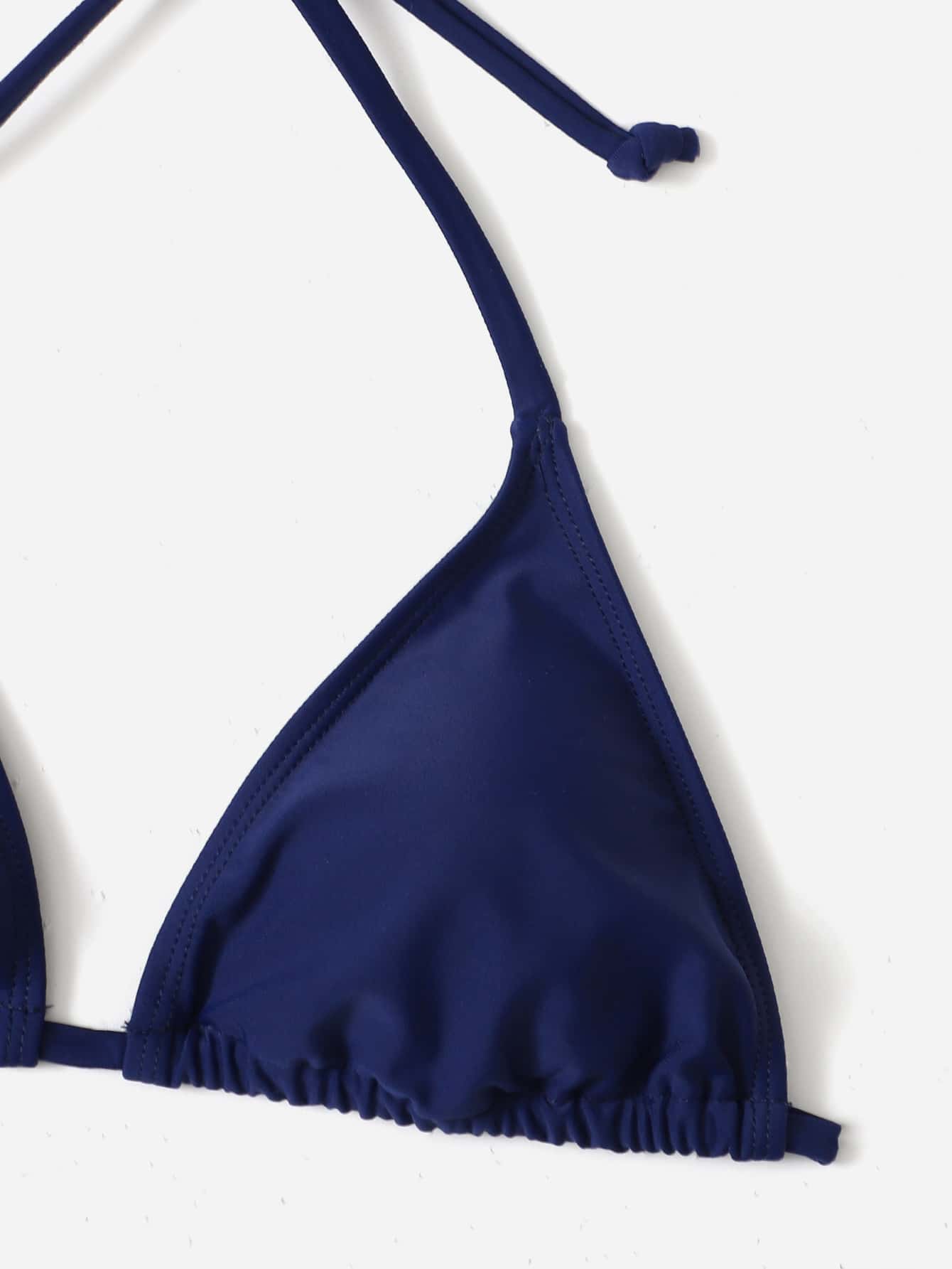Swim Vcay Summer Beach Plain Halter Bikini
