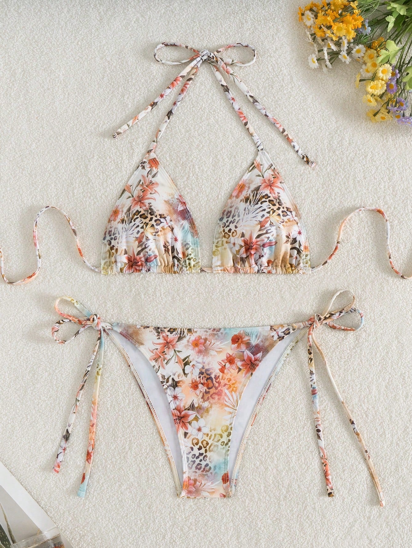 Swim Vcay Summer Beach Plain Halter Bikini