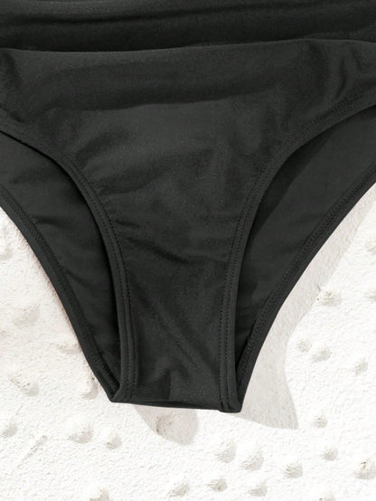 Swim Vcay Summer Beach Ruched High Waisted Bikini Panty
