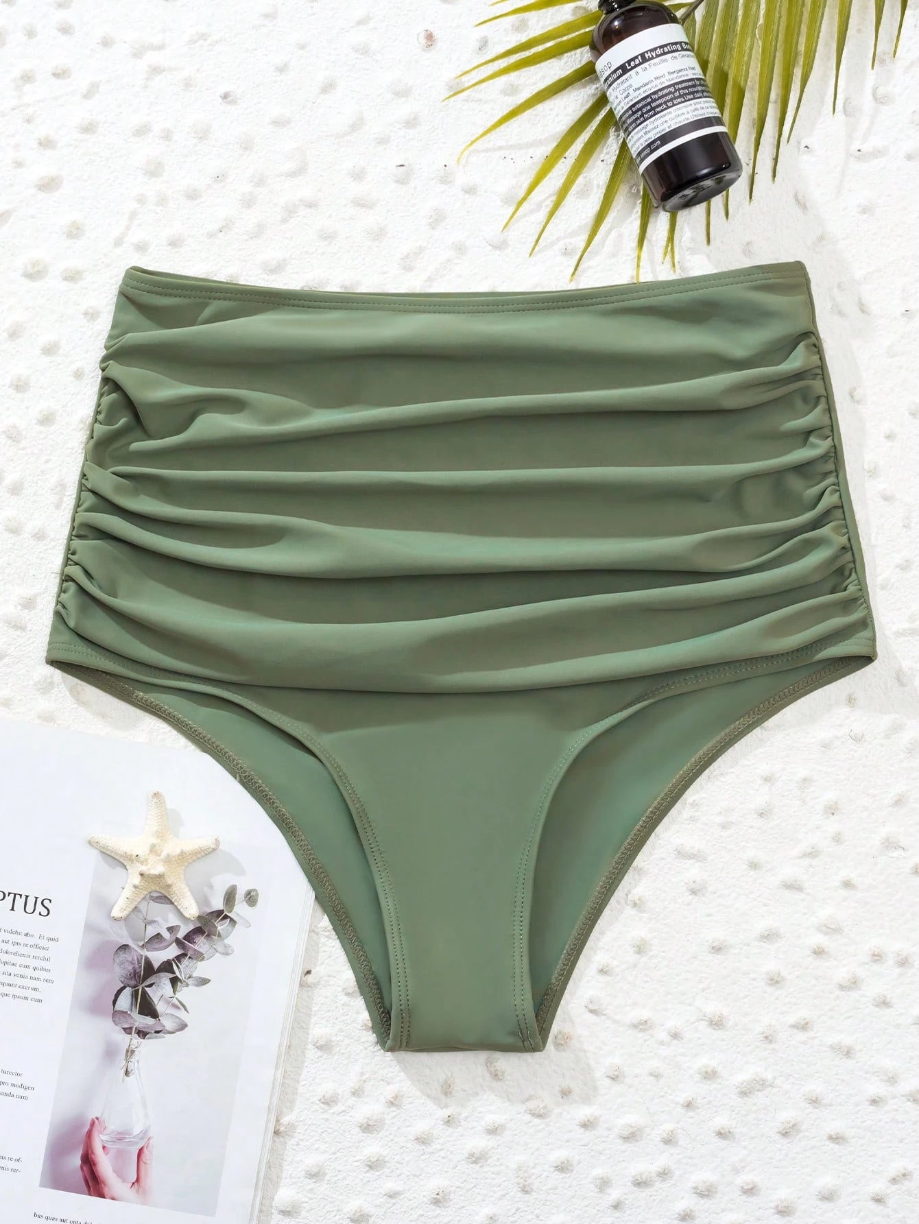 Swim Vcay Summer Beach Ruched High Waisted Bikini Panty