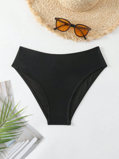 Swim Vcay Summer Beach Solid Color Simple Bikini Bottoms