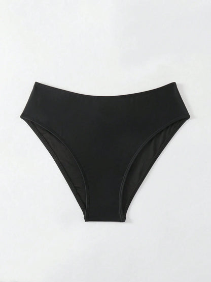 Swim Vcay Summer Beach Solid Color Simple Bikini Bottoms
