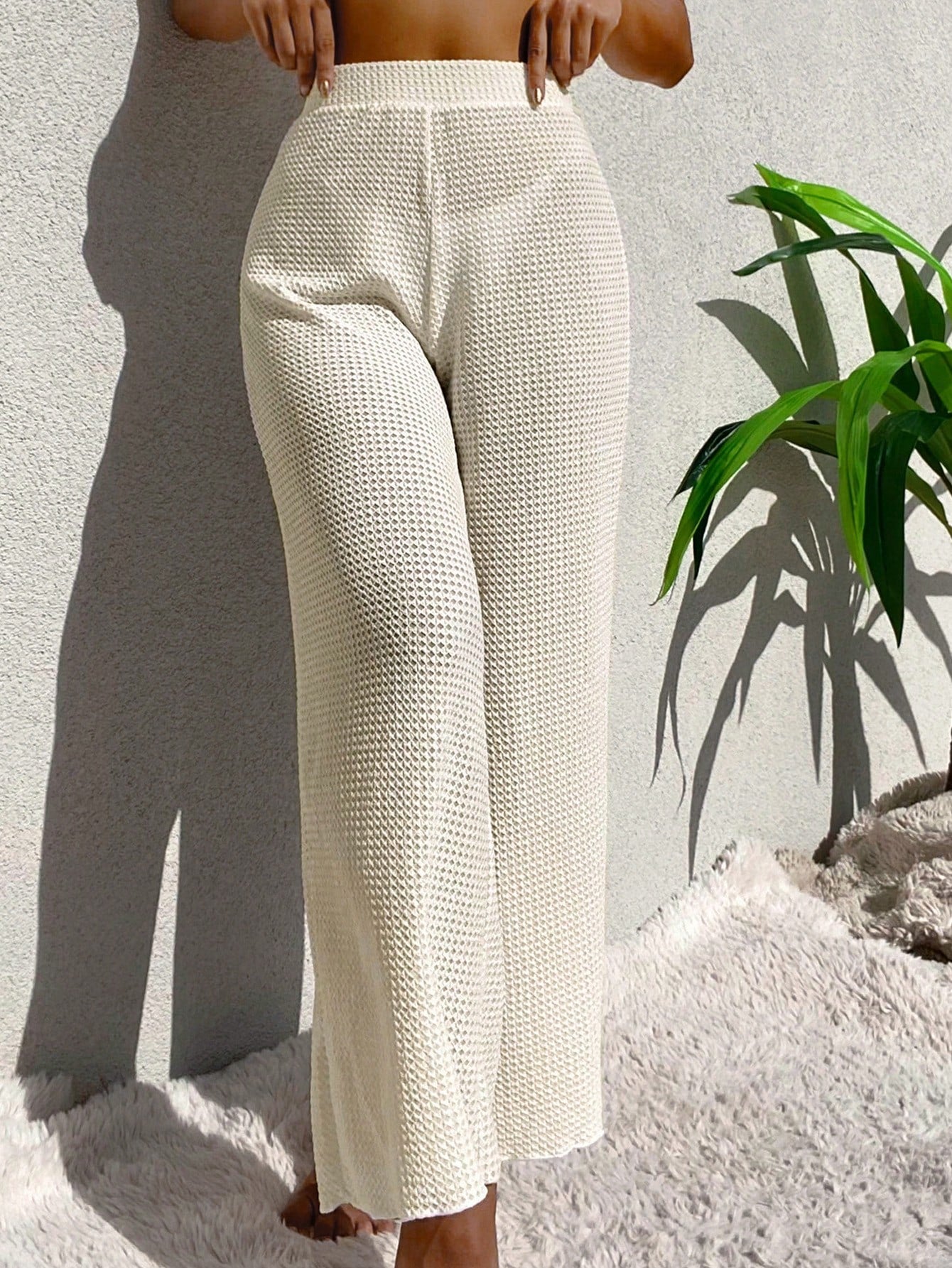 Swim Vcay Summer Beach Solid Cover Up Pants