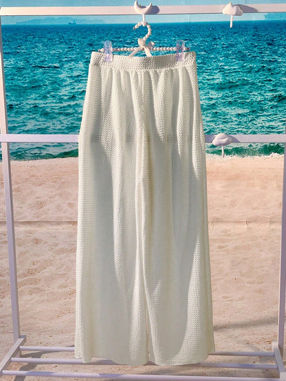 Swim Vcay Summer Beach Solid Cover Up Pants