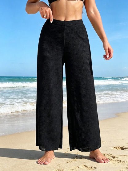 Swim Vcay Summer Beach Solid Cover Up Pants