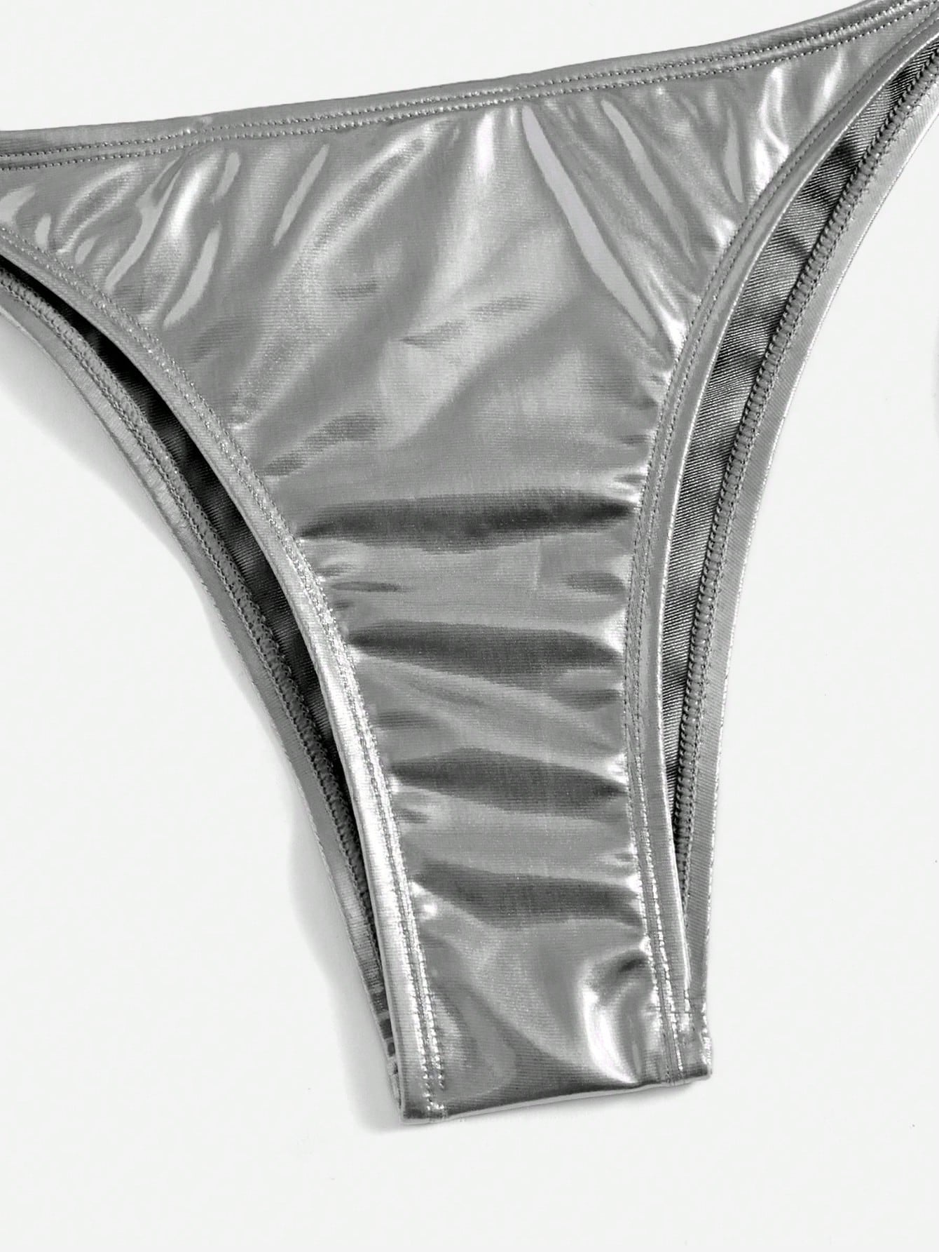 Swim Vcay Summer Beach Women's Metallic Swimwear Top