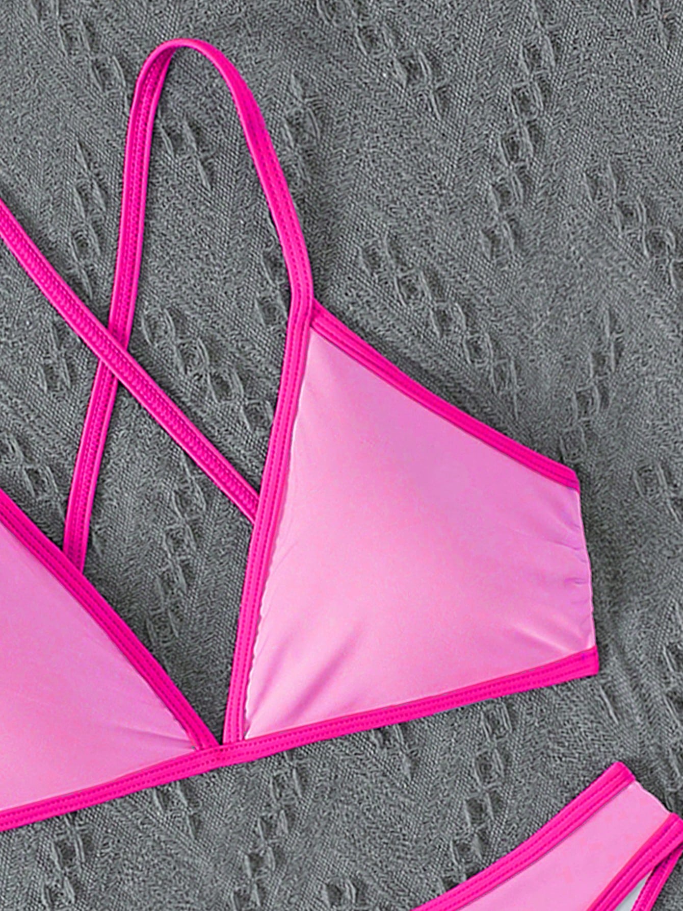 Swim Vcay Summer Beach Women Vacation Color-Block Halter Strap Bikini Set With Separated Bikini Set