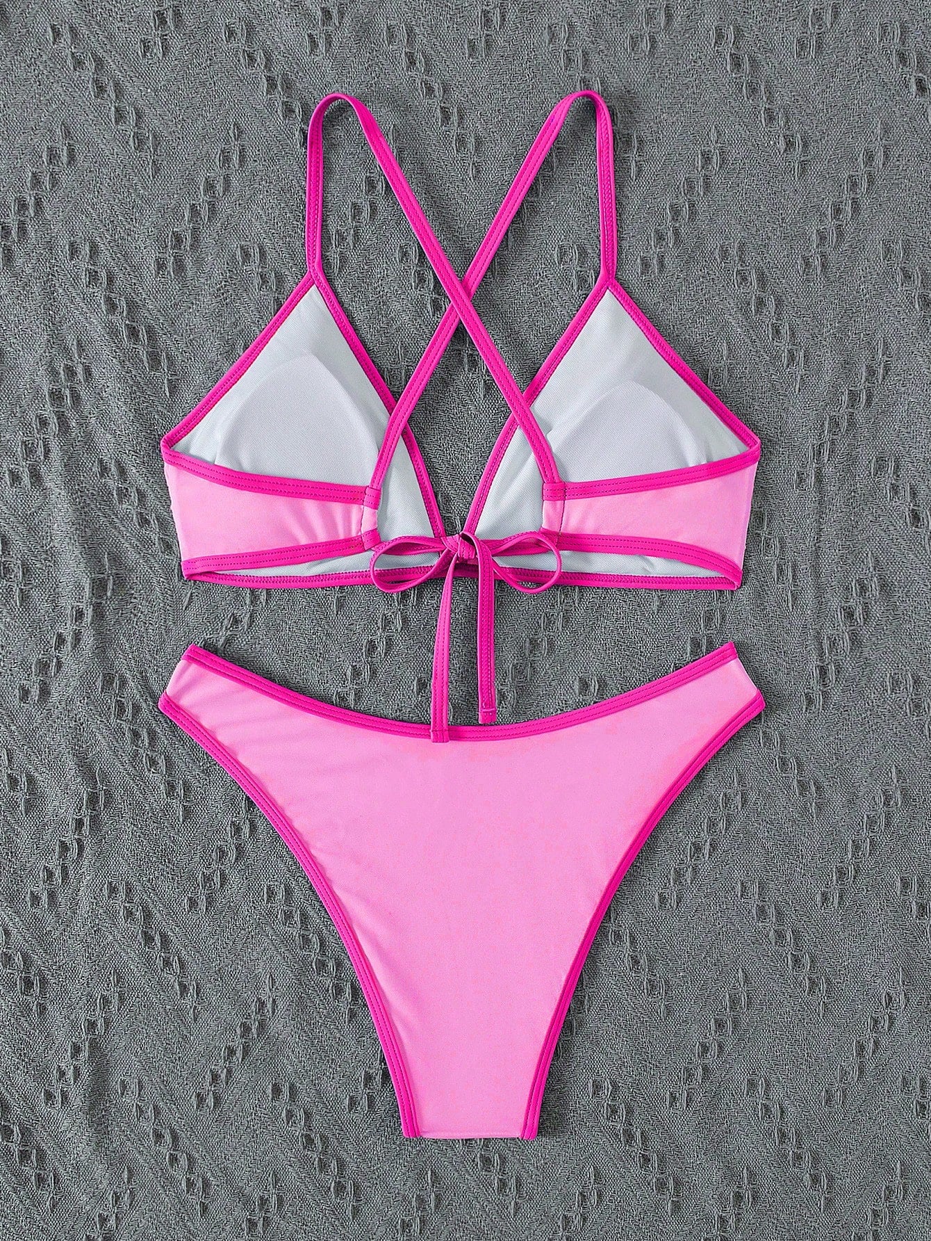 Swim Vcay Summer Beach Women Vacation Color-Block Halter Strap Bikini Set With Separated Bikini Set