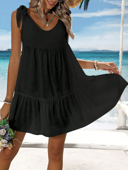 Swim Vcay Summer Outfits For Women Simple Solid Color Women's Sleeveless Cover Up For Daily Wear Summer