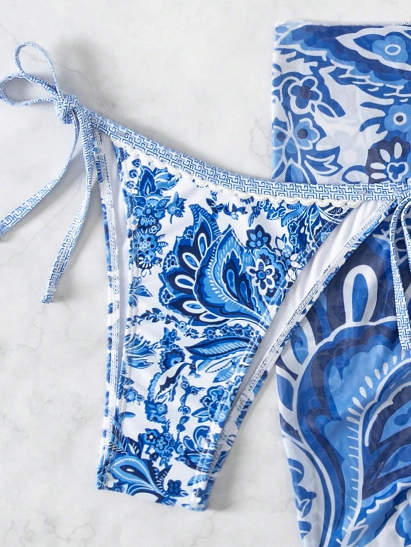 Swim Vcay Swimsuits For Woman Summer Beach 3pcs/Set Women's Random Printed Bikini Set