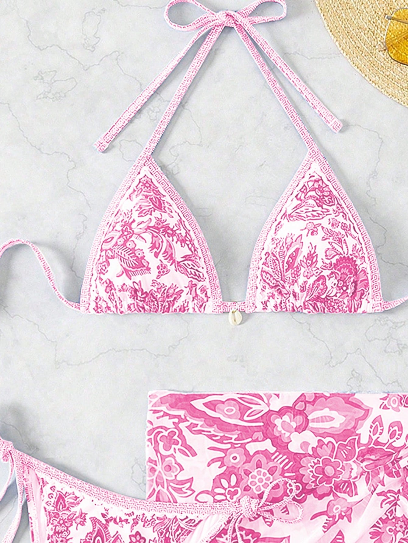 Swim Vcay Swimsuits For Woman Summer Beach 3pcs/Set Women's Random Printed Bikini Set