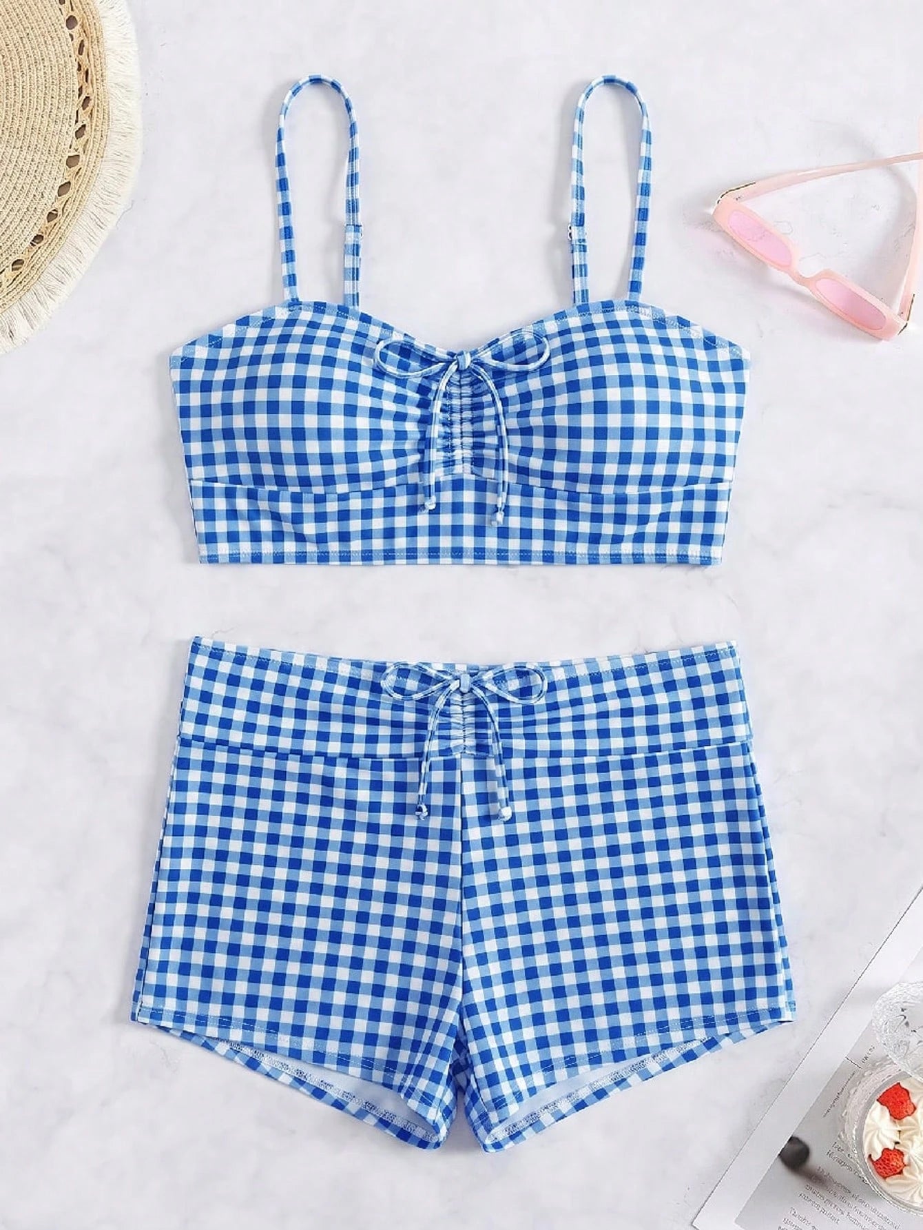 Swim Vcay Vacation Beach Plaid Bikini, Random Print