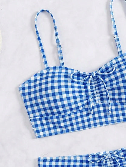 Swim Vcay Vacation Beach Plaid Bikini, Random Print