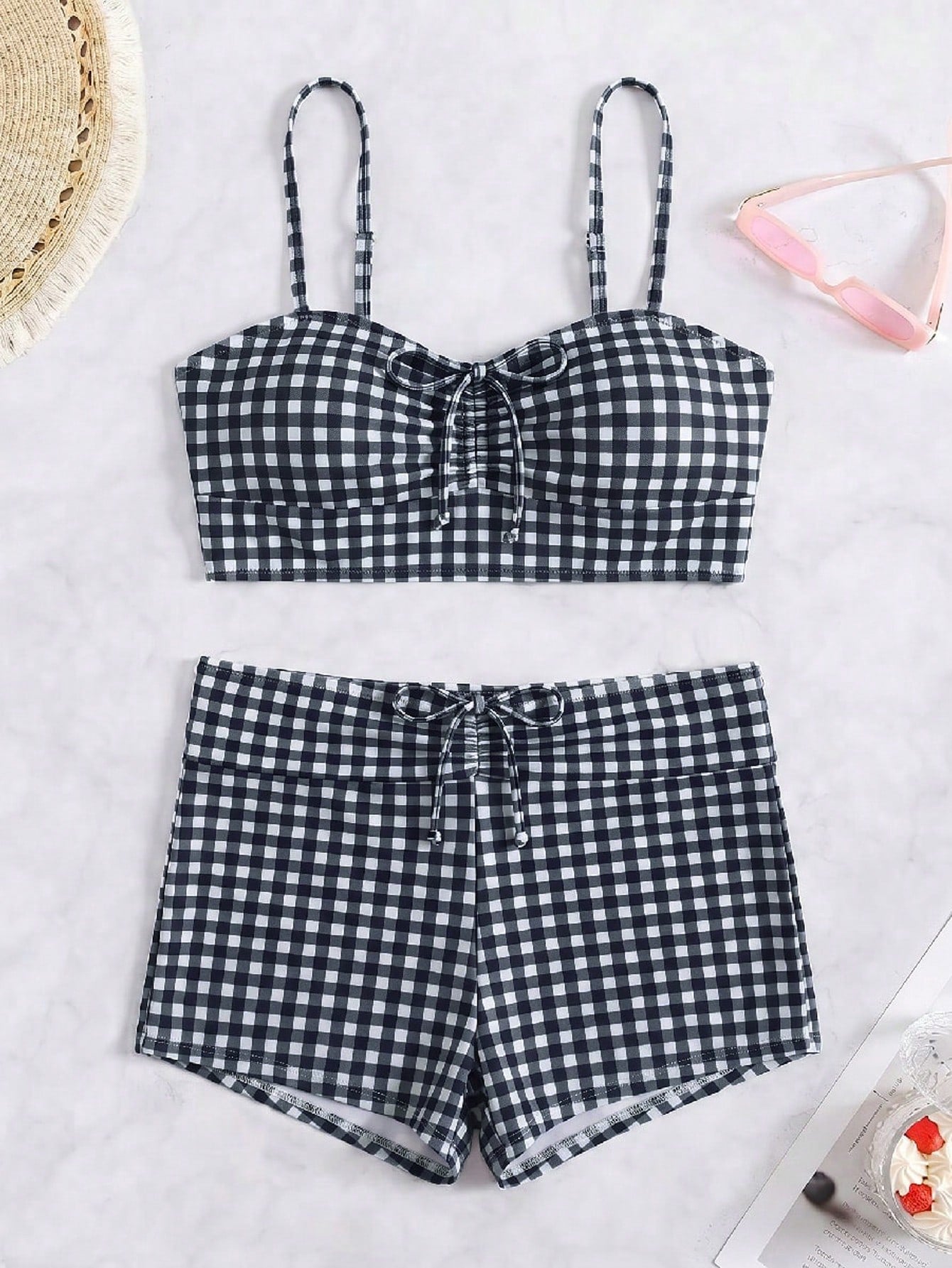Swim Vcay Vacation Beach Plaid Bikini Set