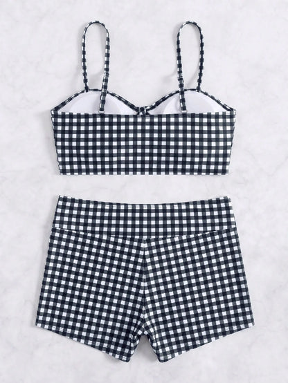 Swim Vcay Vacation Beach Plaid Bikini Set