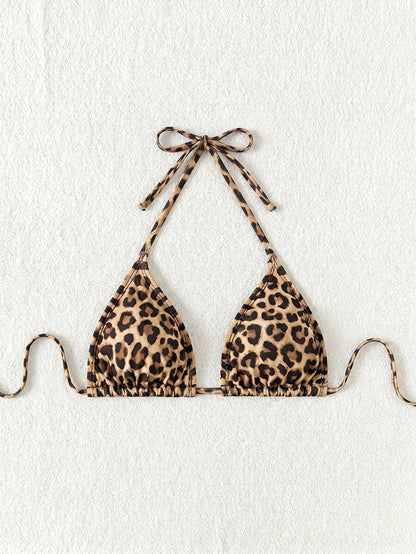 Swim Vcay Women Leopard Print Swimwear Top,Brown Summer Casual Beach Holiday Vacation Bikini Animal Print One Piece Bathing Suits Bohemian Elegant Vintage Y2K