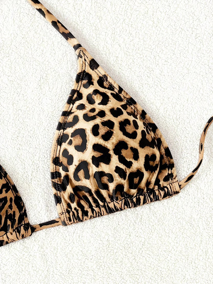 Swim Vcay Women Leopard Print Swimwear Top,Brown Summer Casual Beach Holiday Vacation Bikini Animal Print One Piece Bathing Suits Bohemian Elegant Vintage Y2K