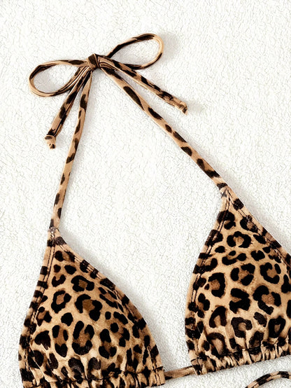 Swim Vcay Women Leopard Print Swimwear Top,Brown Summer Casual Beach Holiday Vacation Bikini Animal Print One Piece Bathing Suits Bohemian Elegant Vintage Y2K
