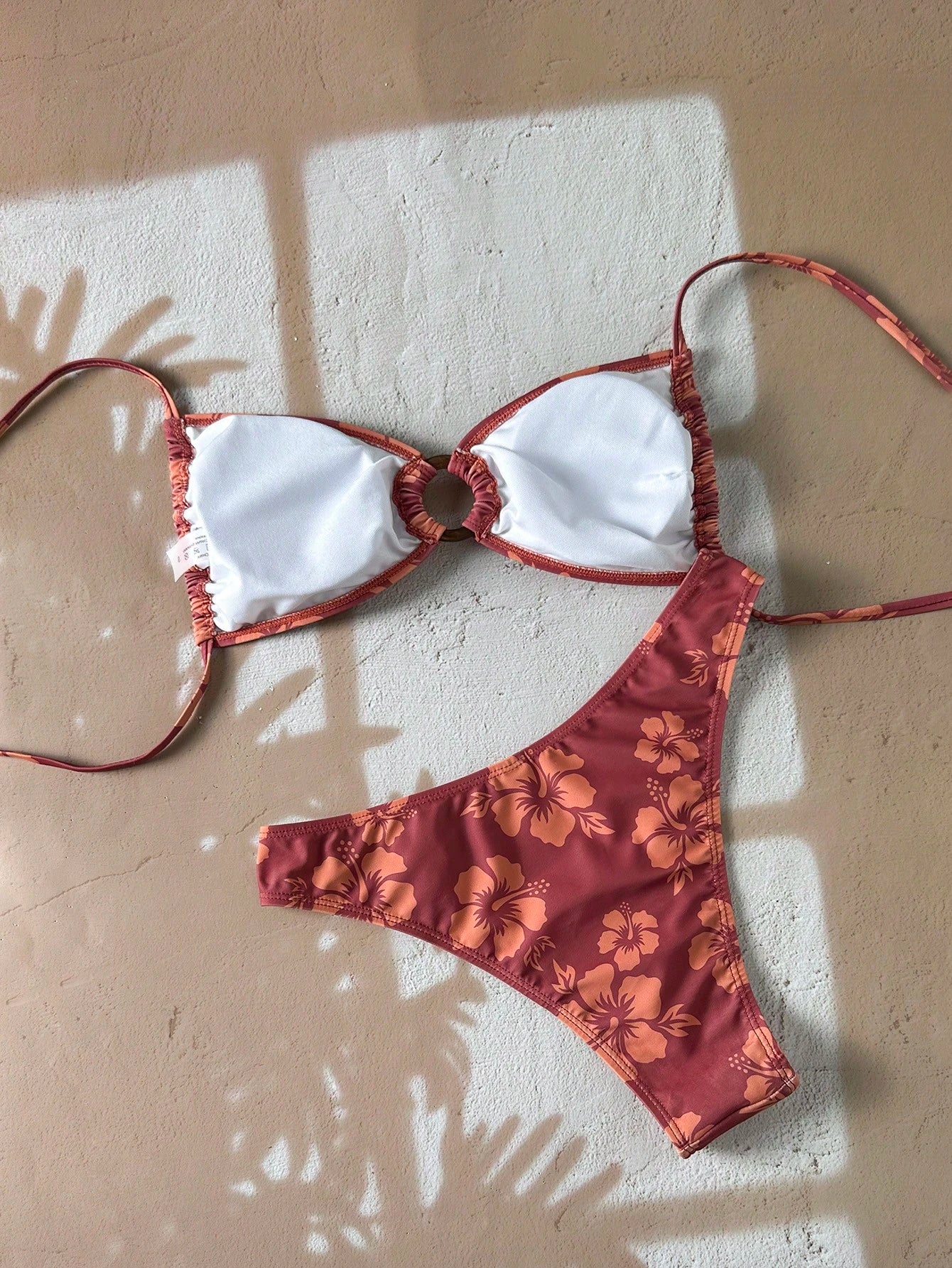 Swim Vcay Women's 2-Piece Bikini Set, Tropical Cute Multi-Color Print Halter Top And Triangle Bottom, Hot-Selling Beach Vacation Casual Elegant Valentine's Day Party Bikini Set Set, Women's Holiday El