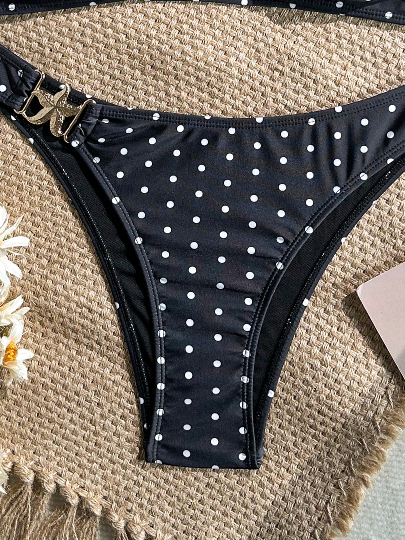 Swim Vcay Women's 2-Piece Bikini Set, Tropical Cute Multi-Color Print Halter Top And Triangle Bottom With Starfish Detail, Elegant Beach Vacation Casual Bikini Set Outfit For Valentine's Day Party