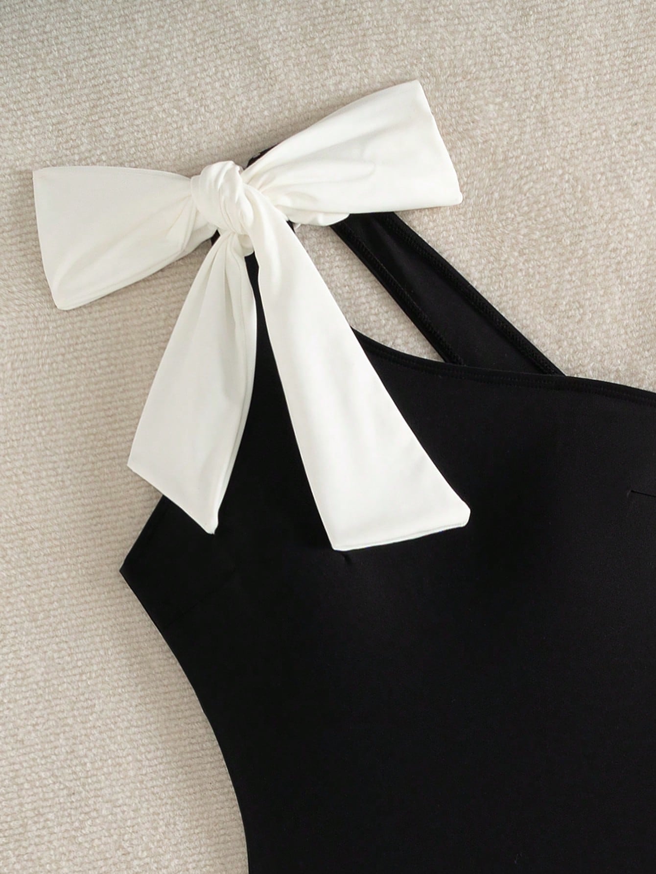 Swim Vcay Women's Black And White Striped One-Piece Swimsuit With Shoulder Strap Design, Sexy Beach Vacation Style, Summer