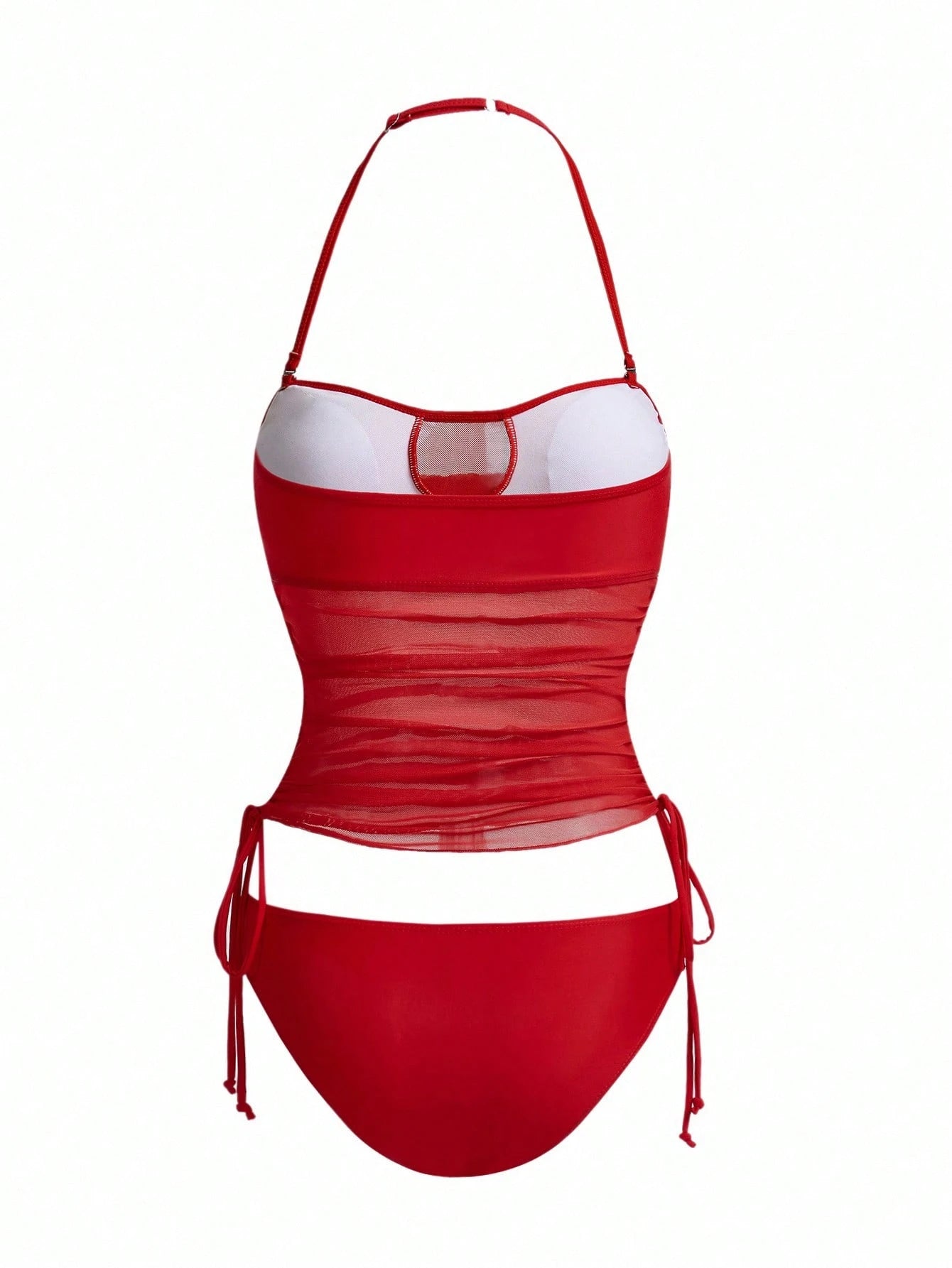Swim Vcay Women's Detachable Bandeau Side Tie Drawstring Tankini Swimsuit Set For Summer Beach Vacation