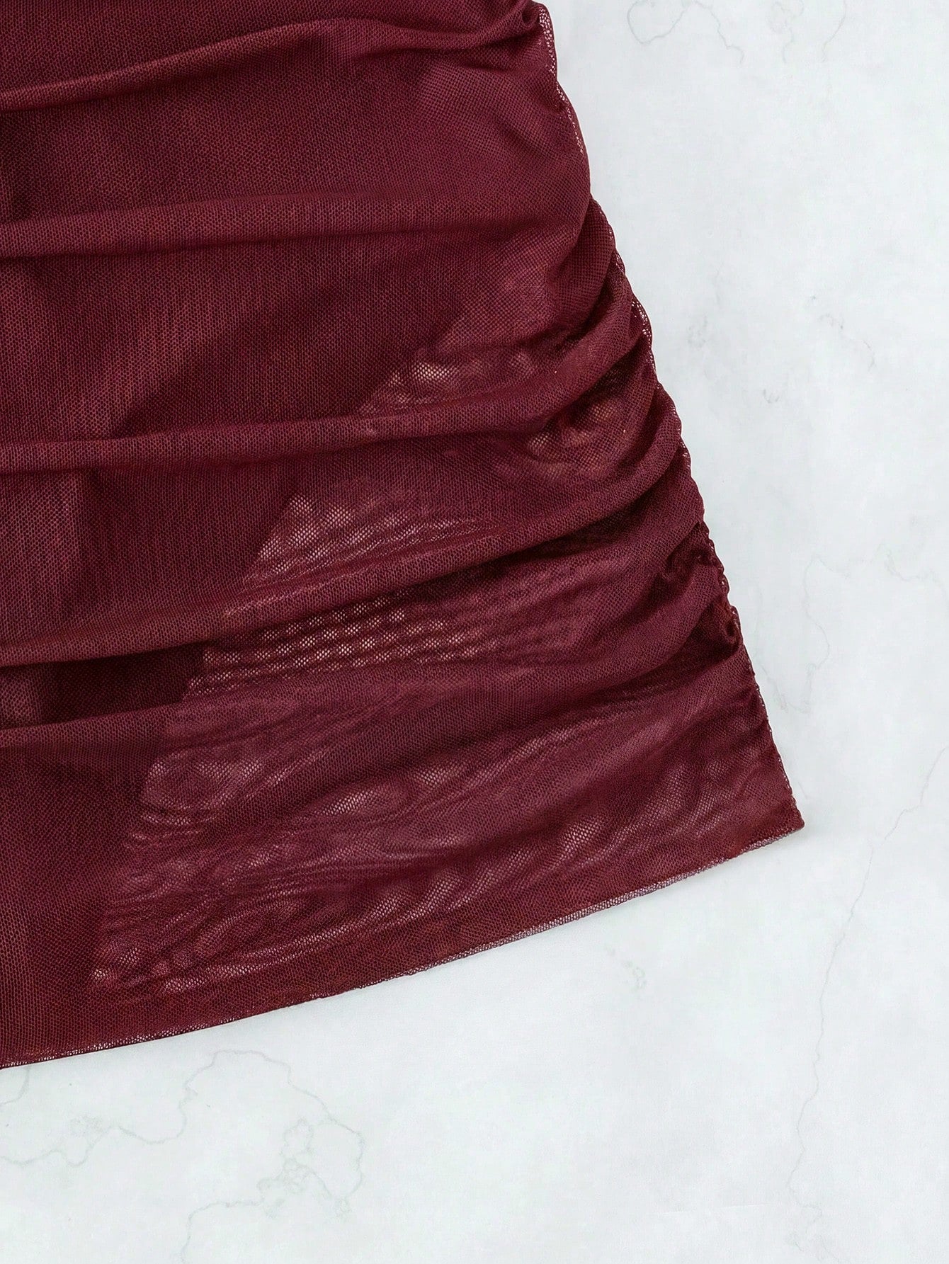 Swim Vcay Women's Holiday Versatile Ruched Swimwear Bottom Cover-Up Skirt Beach Vacation Burgundy Summer Casual Swimwear Bottom Cover-Up Skirt
