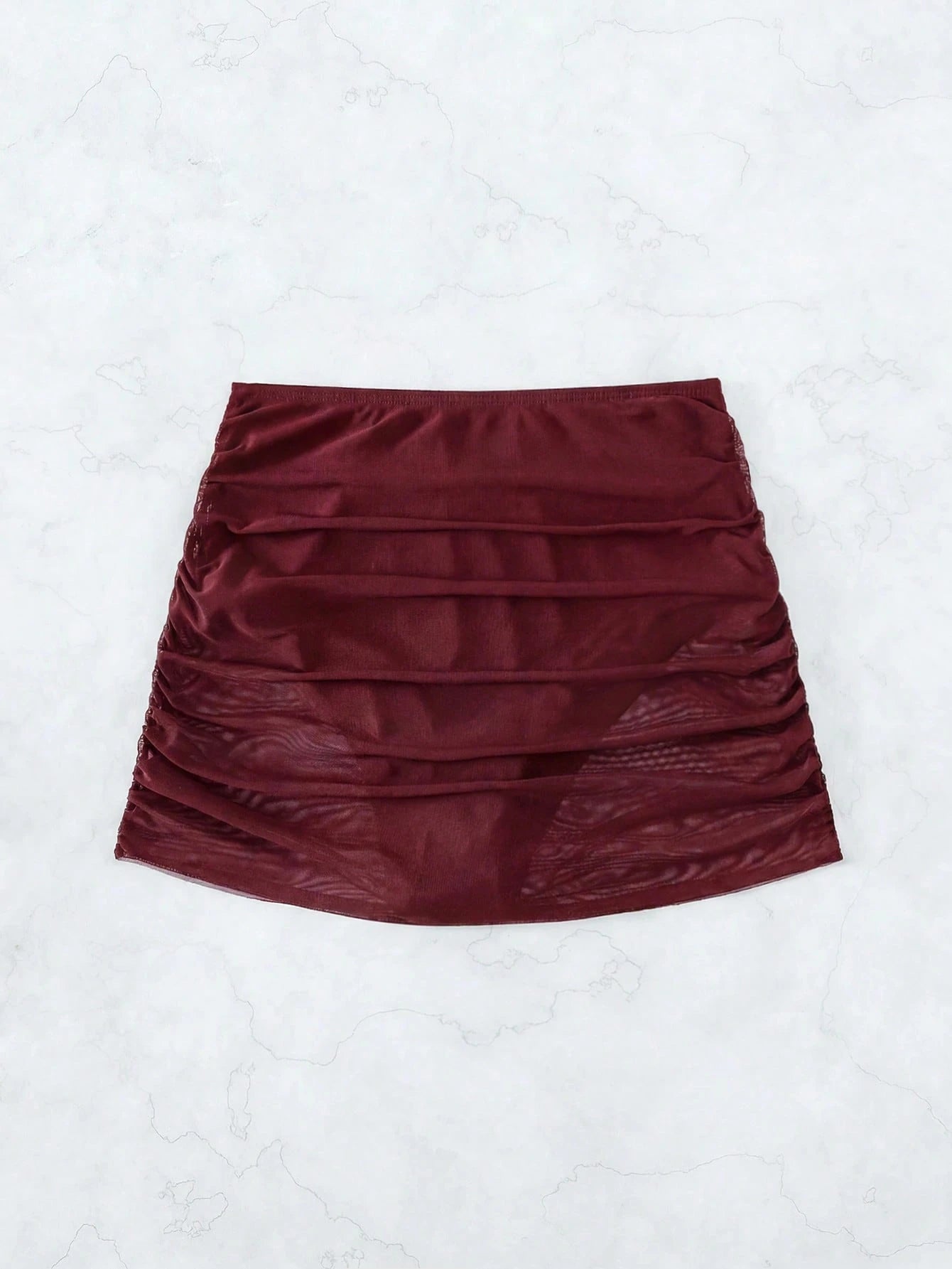 Swim Vcay Women's Holiday Versatile Ruched Swimwear Bottom Cover-Up Skirt Beach Vacation Burgundy Summer Casual Swimwear Bottom Cover-Up Skirt