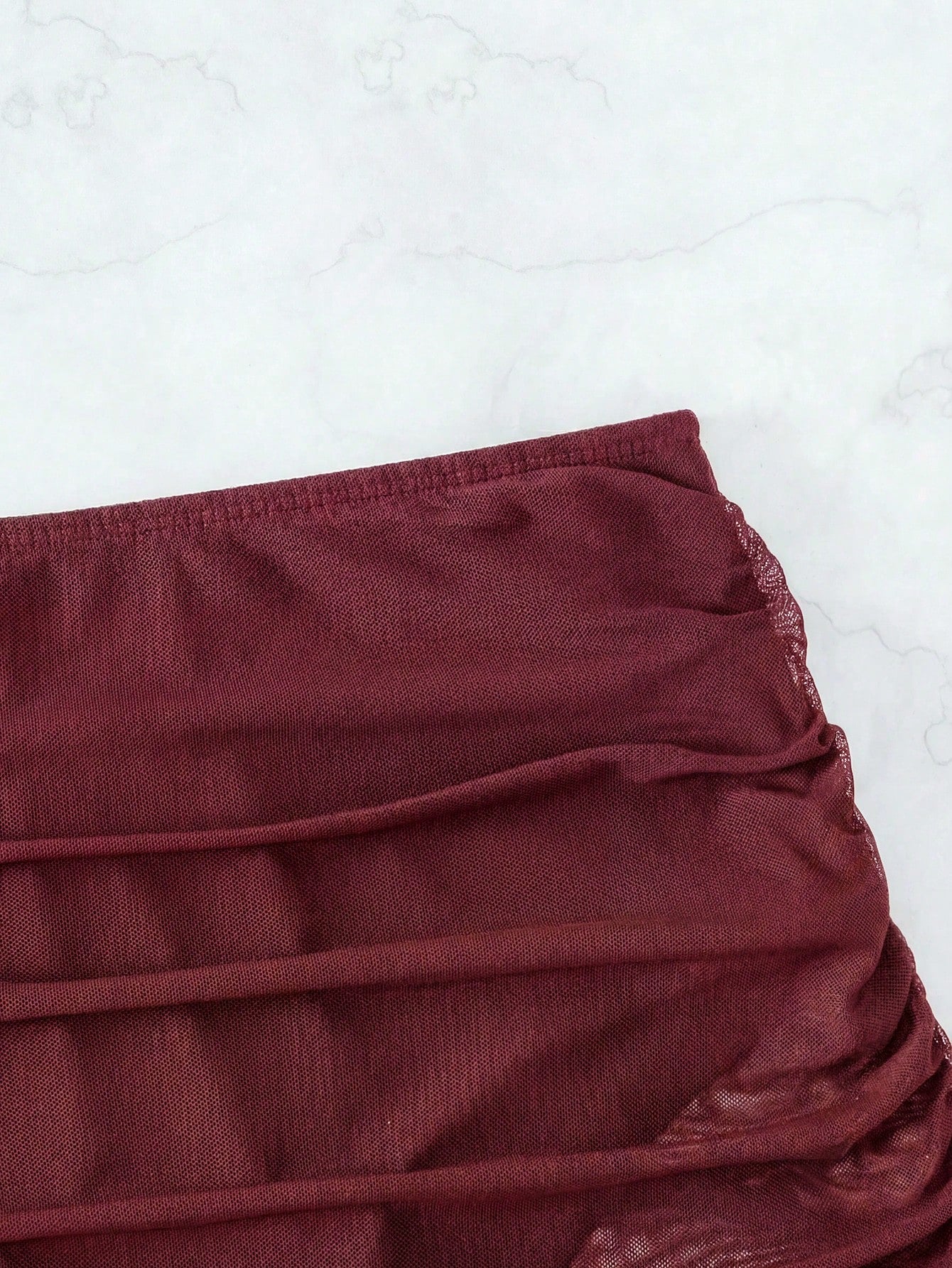 Swim Vcay Women's Holiday Versatile Ruched Swimwear Bottom Cover-Up Skirt Beach Vacation Burgundy Summer Casual Swimwear Bottom Cover-Up Skirt