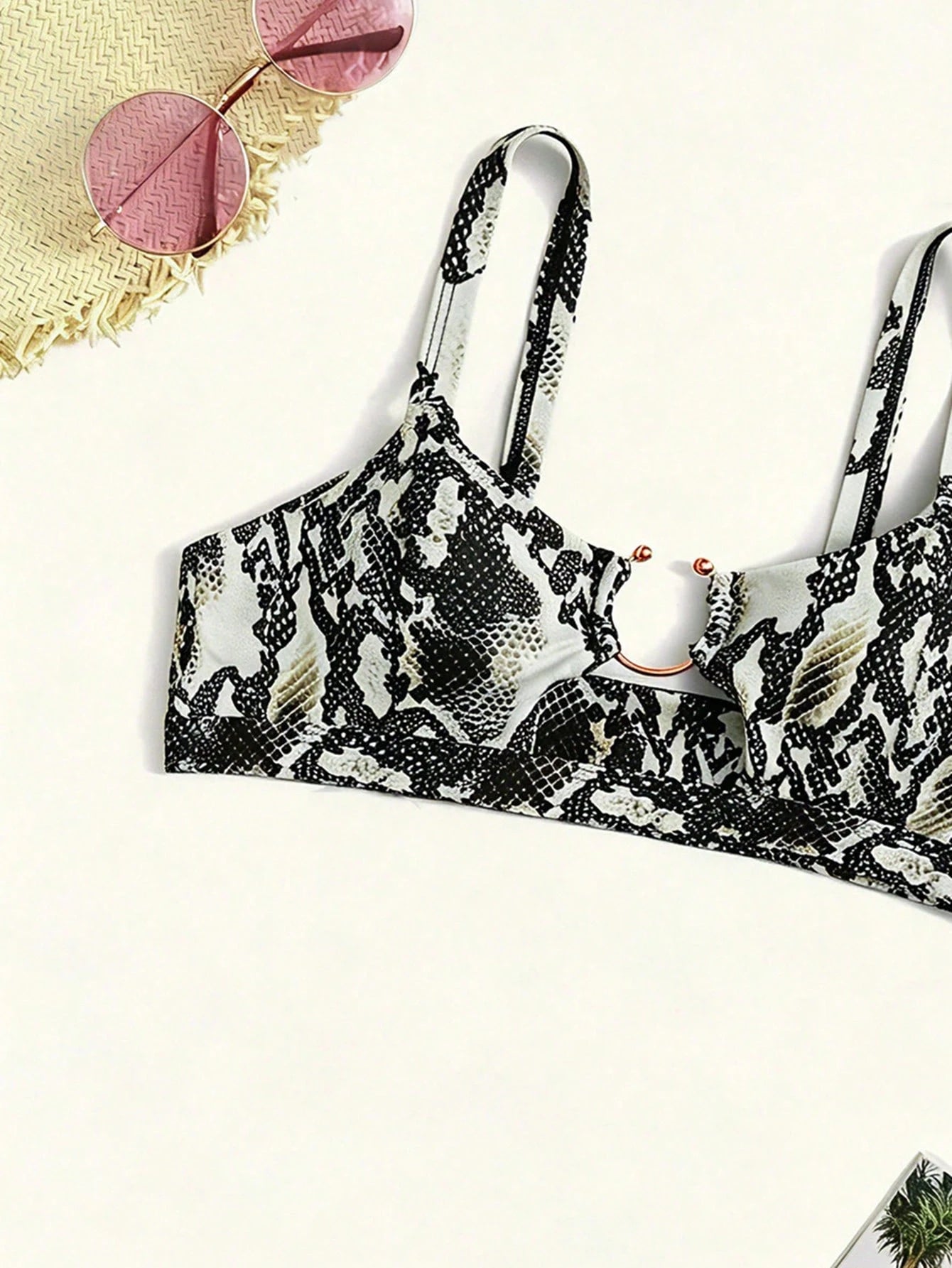 Swim Vcay Women's Sequin Colorblock Spaghetti Strap Bikini Top, Suitable For Summer Vacation And Beach
