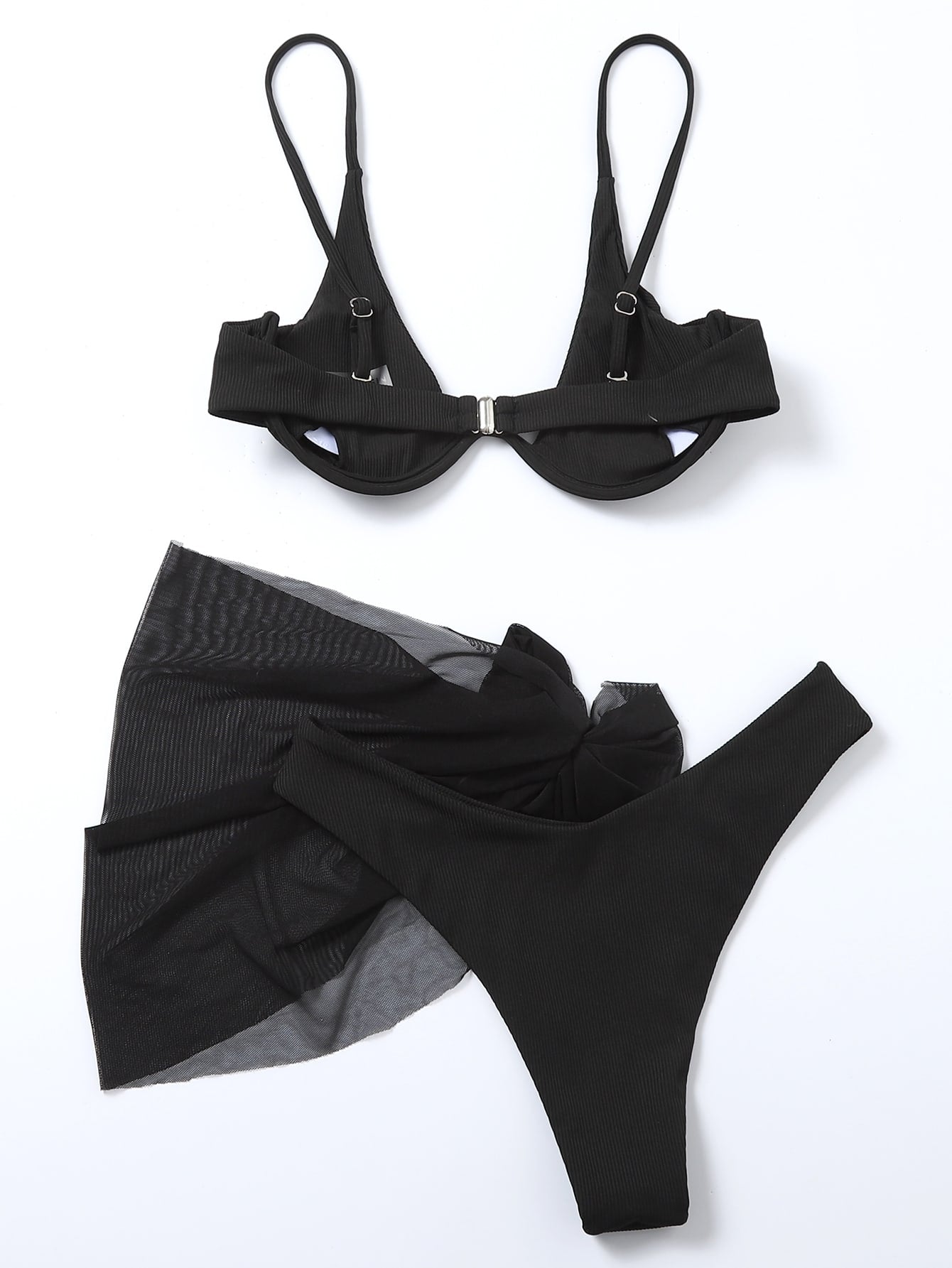 Swim Vcay Women's Solid Color Halter Tie Sexy Bikini Set With Cover-Up Skirt, 3-Piece, Padded For Summer Beach Vacation