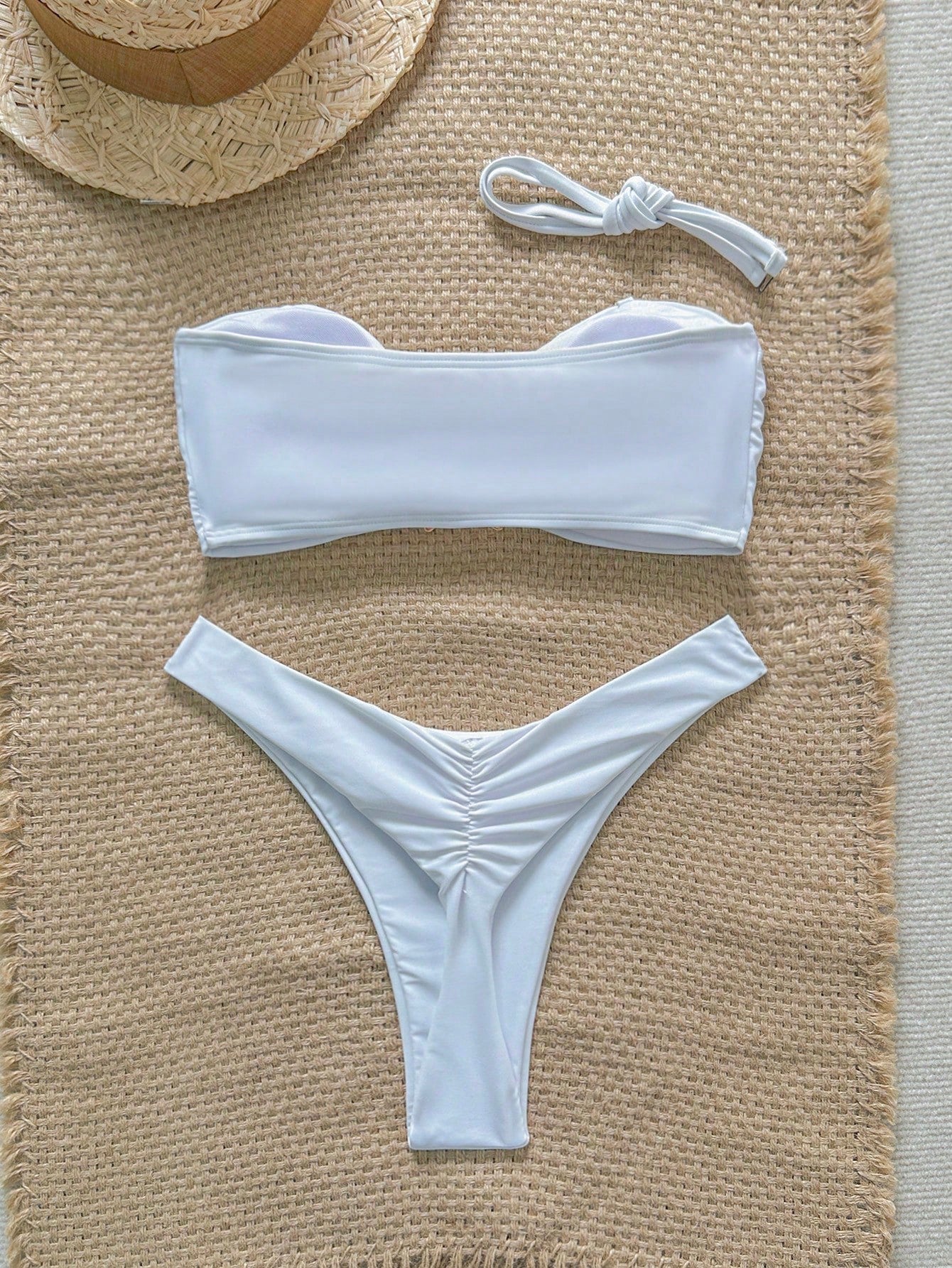 Swim Vcay Women's Solid Color Spaghetti Strap Starfish Metal Decor Sexy Bikini Set, Summer