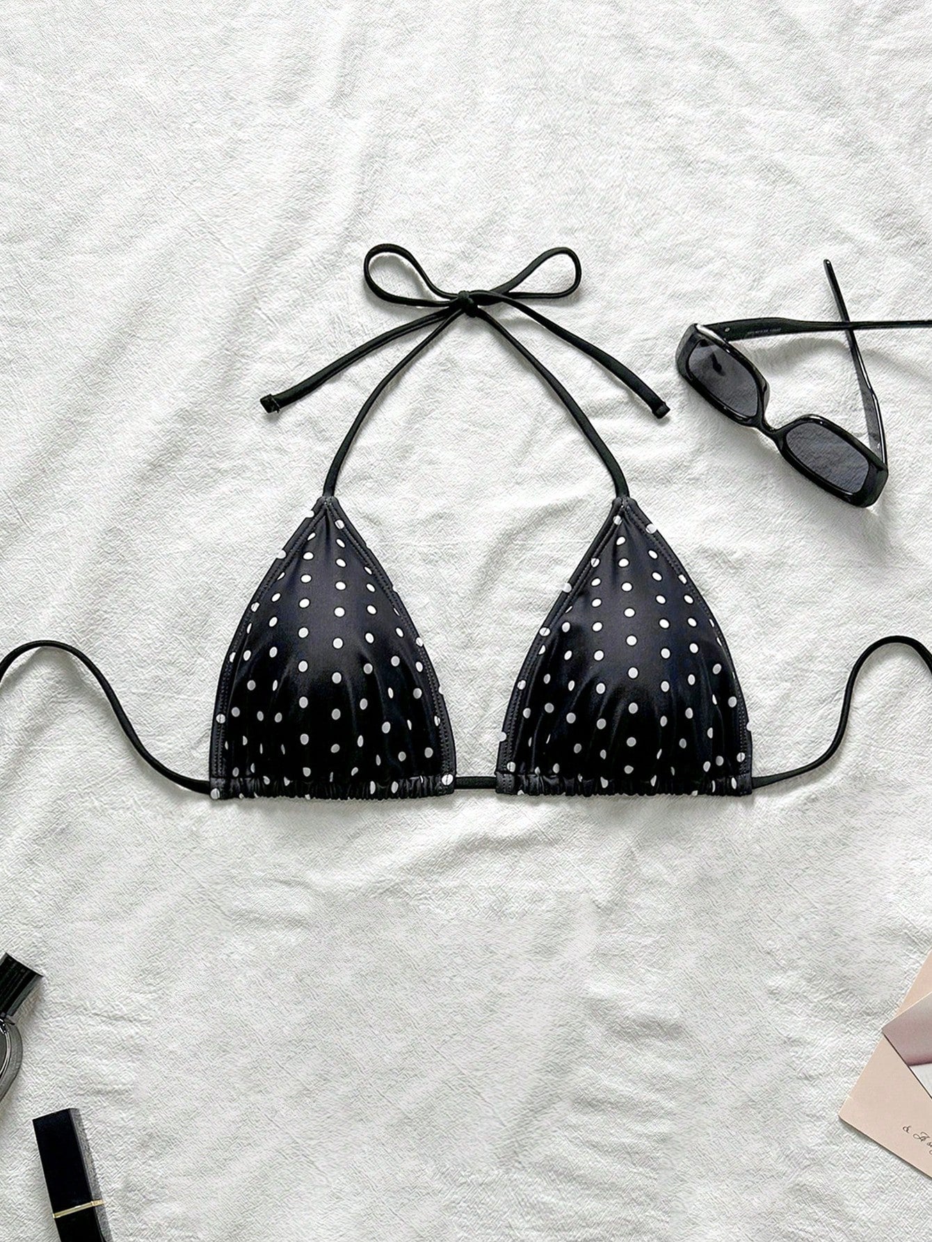 Swim Vcay Women's Spaghetti Strap Black & White Polka Dot Bikini Top,Bathing Suit Tops,Pink And White Polka Dot,Summer,80s,Beach Vacation,Holiday,Holiday
