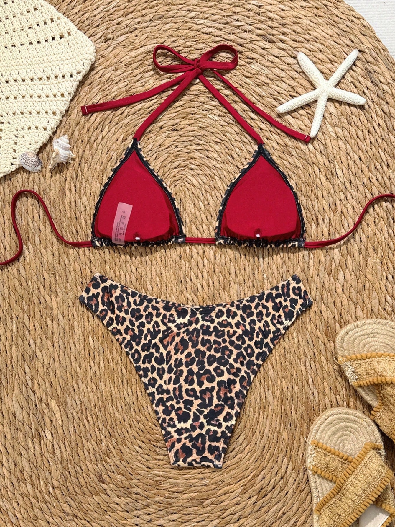 Swim Vcay Women's Spaghetti Strap Halter Neck Polka Dot Bikini Swimwear 2-Piece Set,Beige Summer Casual Beach Holiday Vacation,High Cut Sweet Cute Outfit Sets