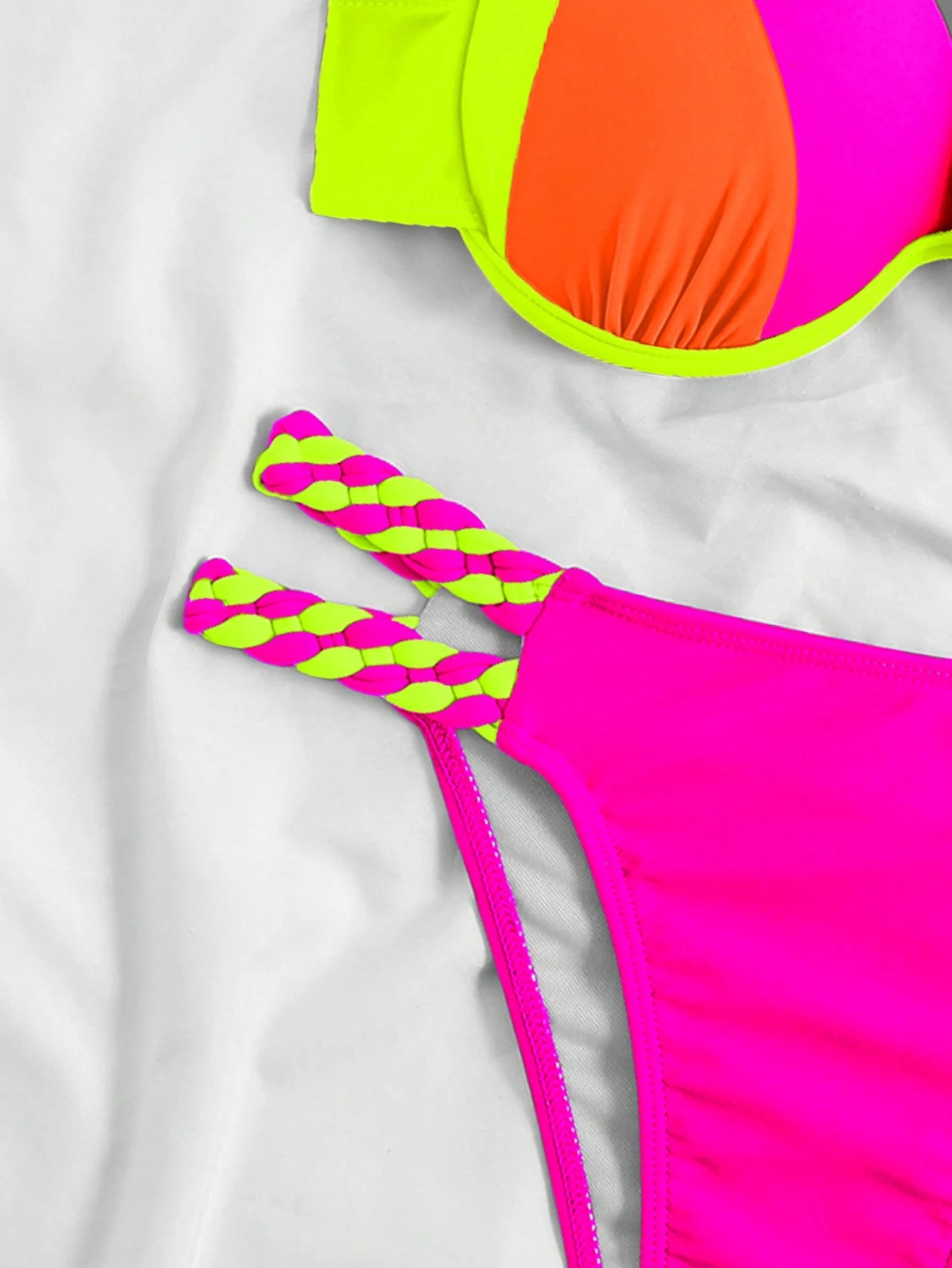 Swim Vcay Women's Summer Beach Color-Block Halter Strap Sexy Bikini Set, Printed (Random)