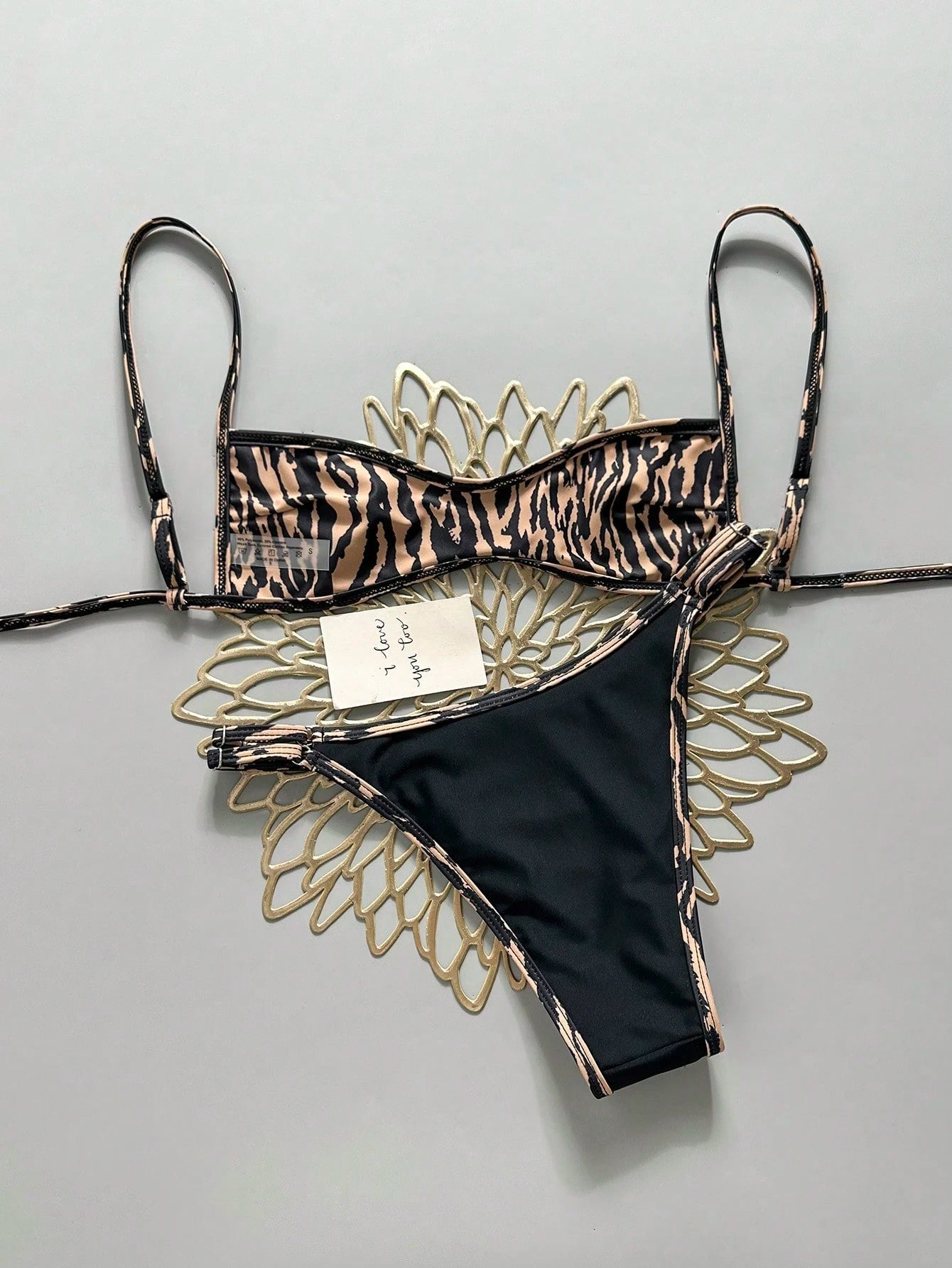 Swim Vcay Women's Summer Beach Minimalist Elegant Romantic Casual Vacation Sexy Fashion Outerwear Swimsuit Set, All-Match Versatile Leopard & Zebra Print, Double-Sided Print Reversible, Multiple Styli