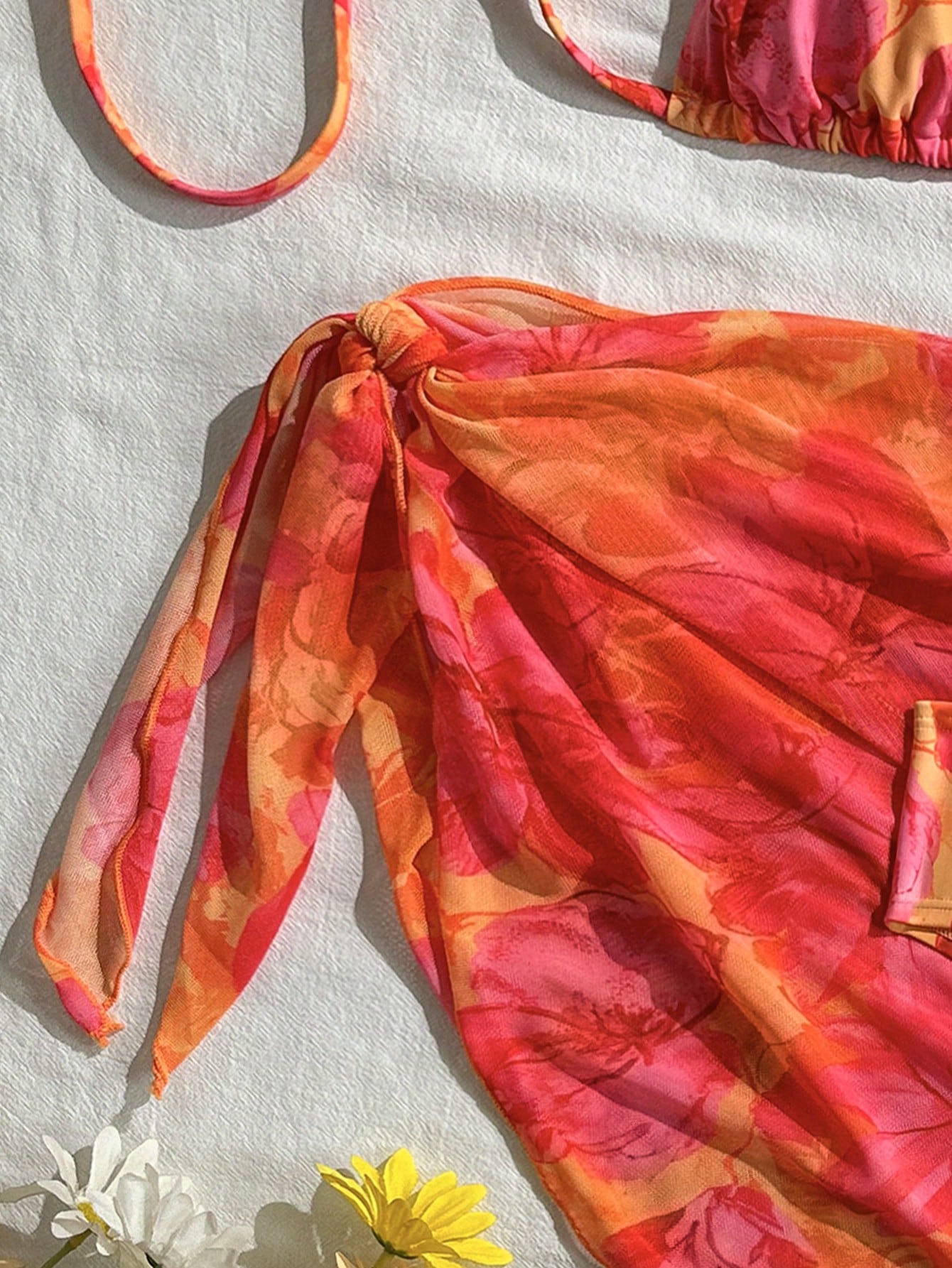 Swim Vcay Women's Summer Beach Vacation Floral Print Halter Tie Back Sexy Bikini 3-Piece Set