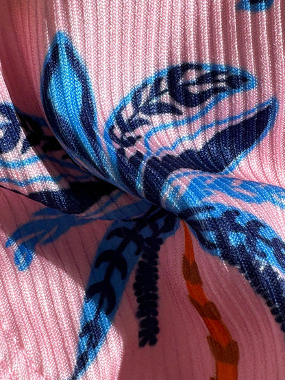 Swim Vcay Women's Summer Beach Vacation Palm Tree Print Sexy Tropical Fashion Bikini Two-Piece Swimsuit Set Pink Orange
