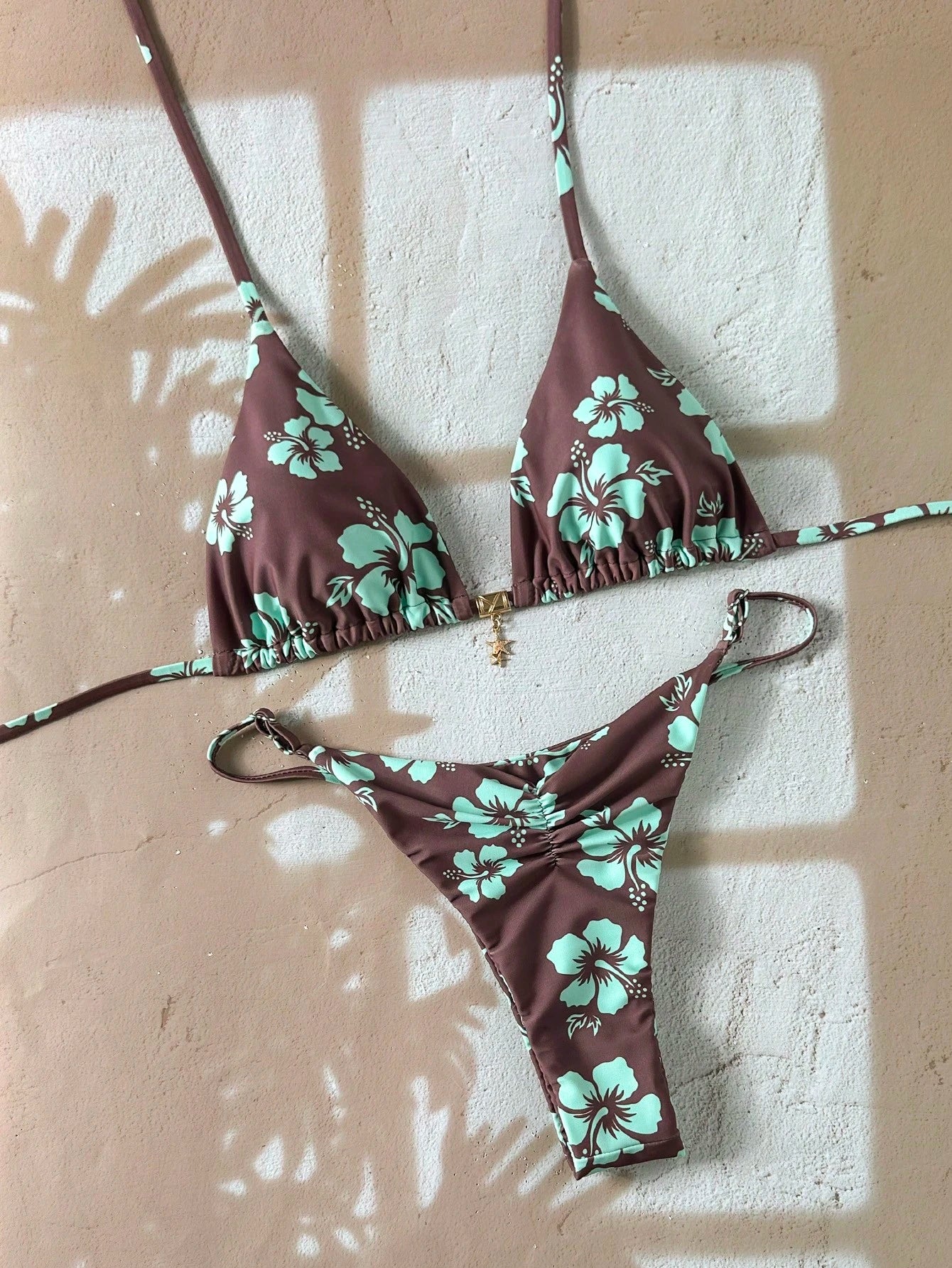 Swim Vcay Women's Tropical Print Two Pieces Bikini Set, Casual Holiday