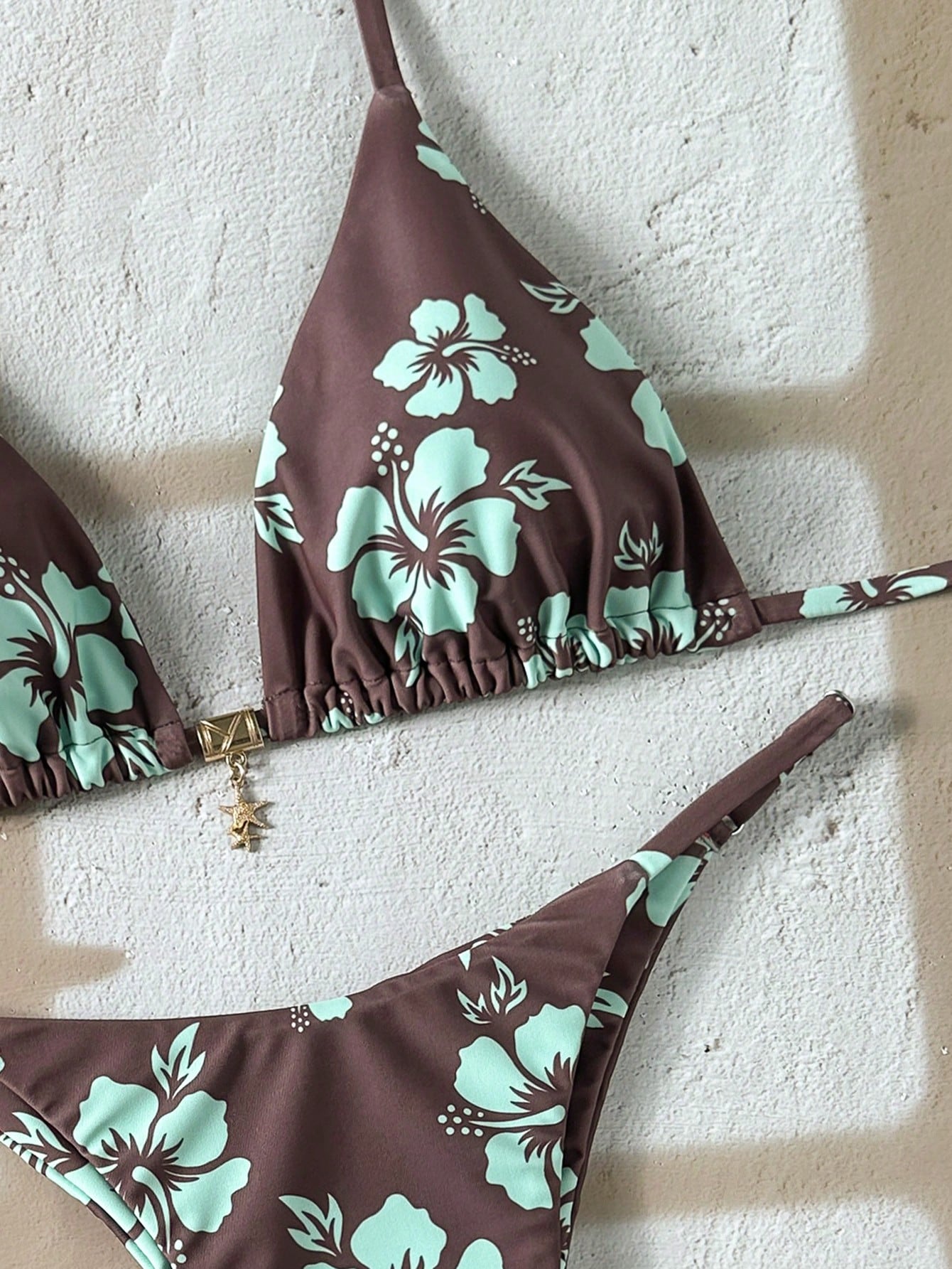 Swim Vcay Women's Tropical Print Two Pieces Bikini Set, Casual Holiday