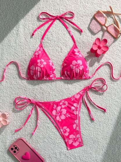 Swim Vcay Women's Tropical Print Two Pieces Bikini Set, Casual Holiday