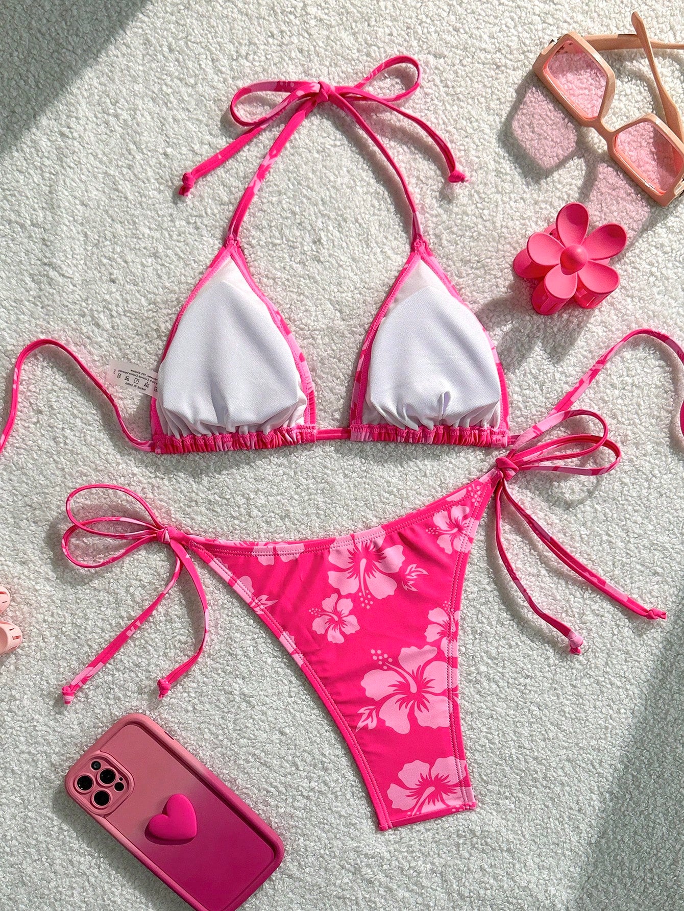 Swim Vcay Women's Tropical Print Two Pieces Bikini Set, Casual Holiday