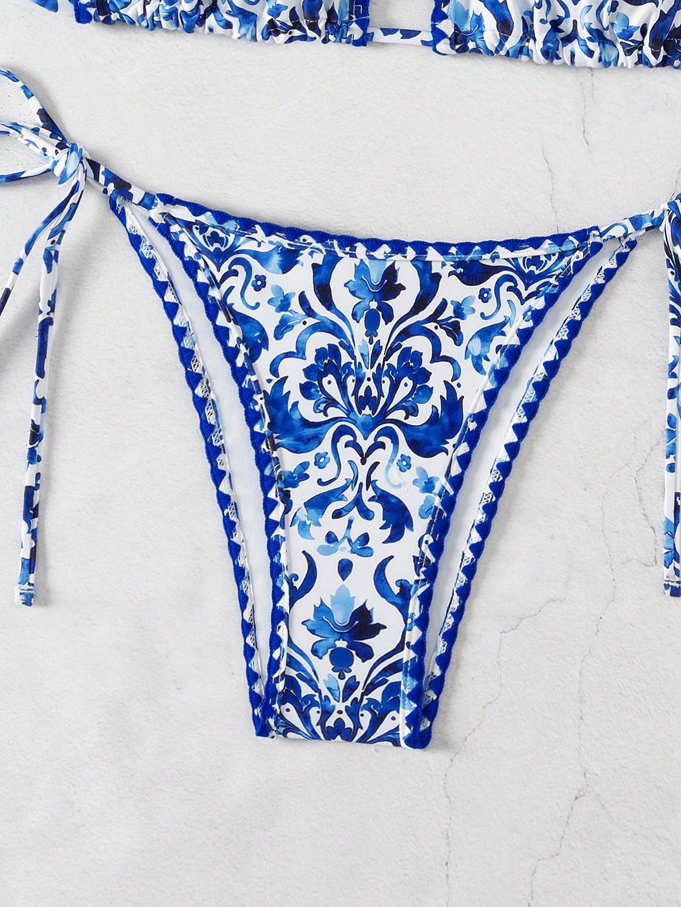 Swim Vcay Women Summer Beach Floral Print Vacation Halter Strap Bikini Set